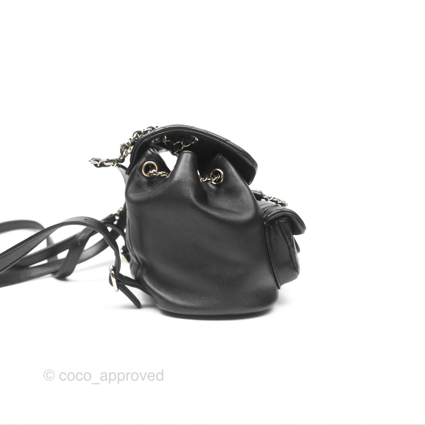 Chanel Quilted Small Duma Drawstring Backpack Black Lambskin