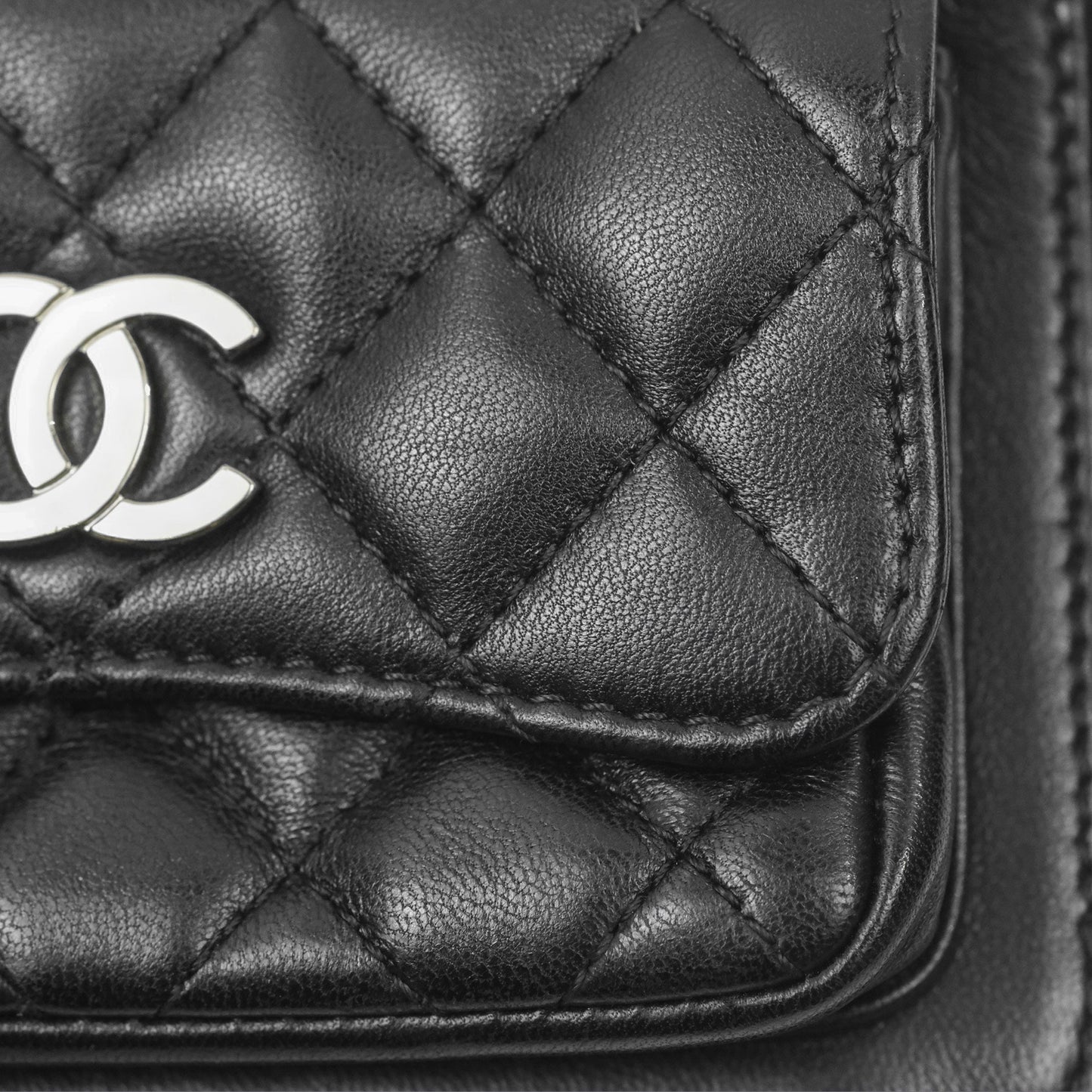 Chanel Small Pocket Box Camera Case Black Lambskin Silver Hardware