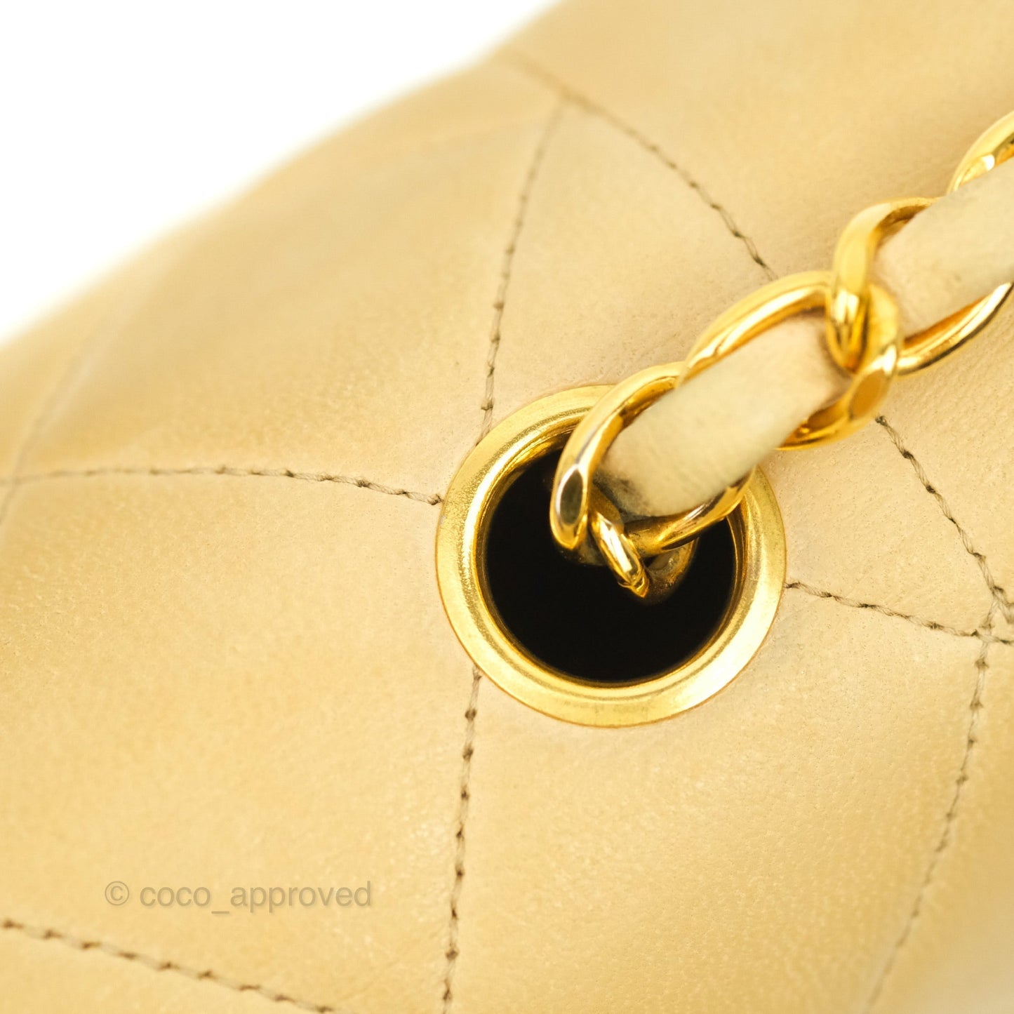 Chanel Small Vintage Quilted Classic Diana Flap Bag Beige Lambskin 24K Gold Hardware