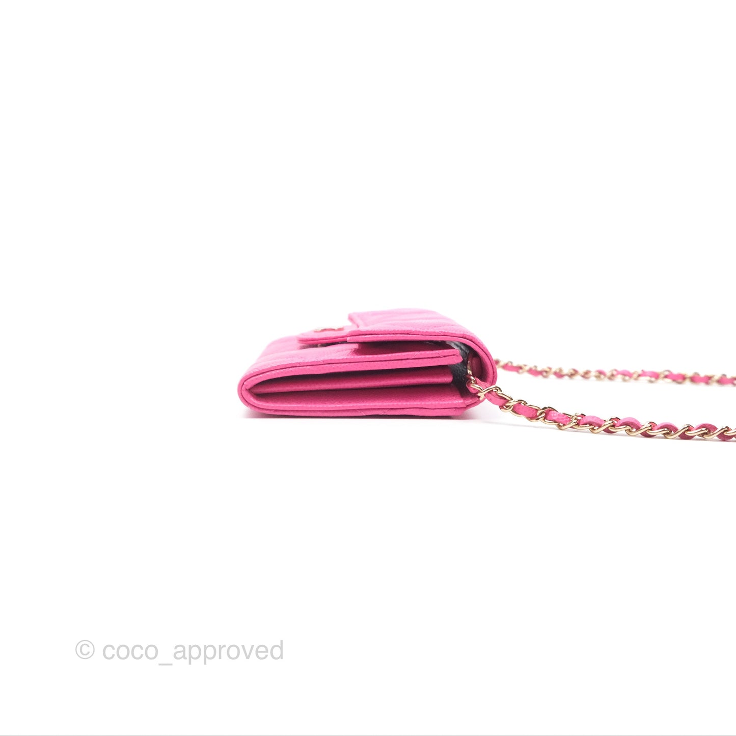 Chanel Mini Wallet With Chain Pink Caviar Gold Hardware