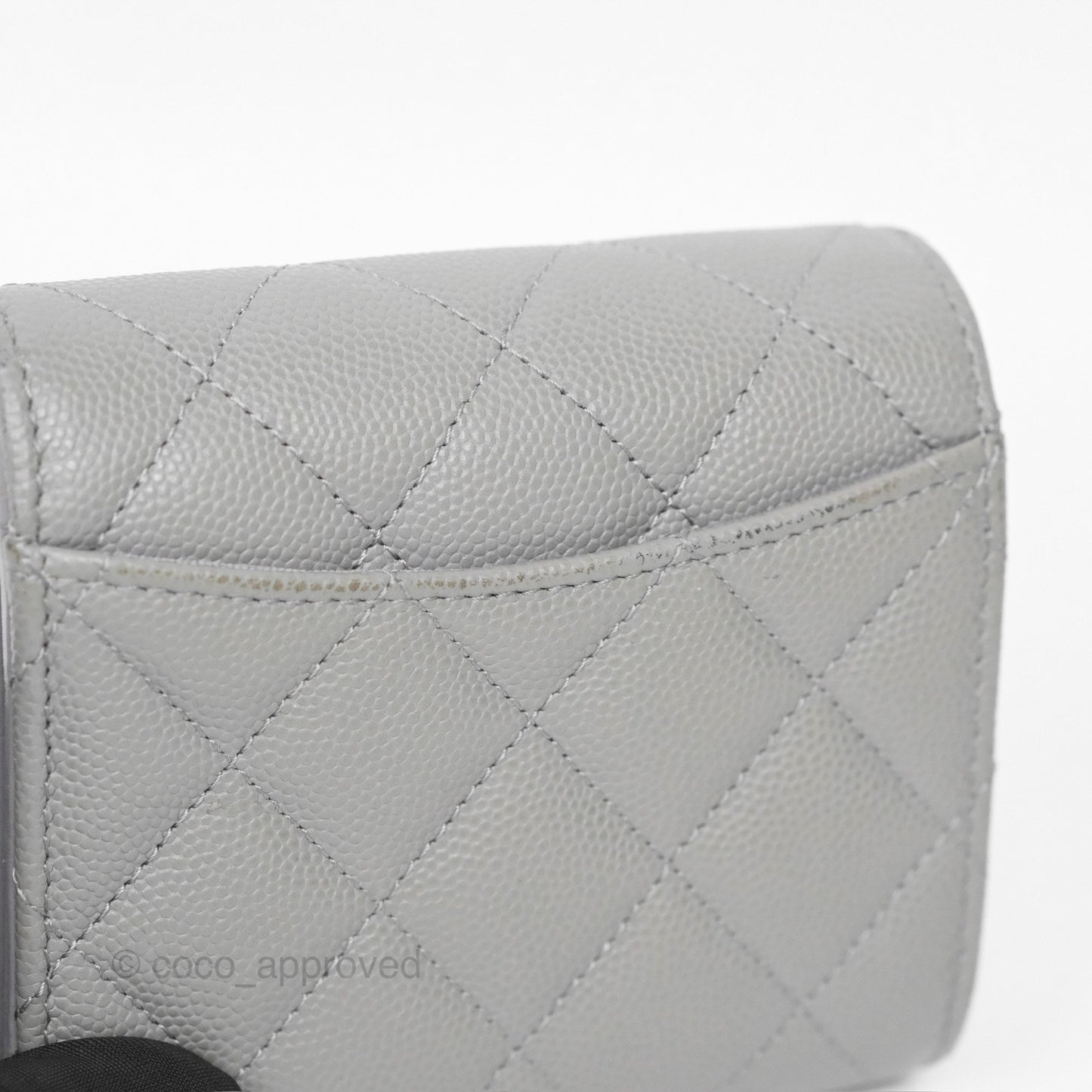 Chanel Classic Short Flap Wallet Grey Caviar Gold Hardware