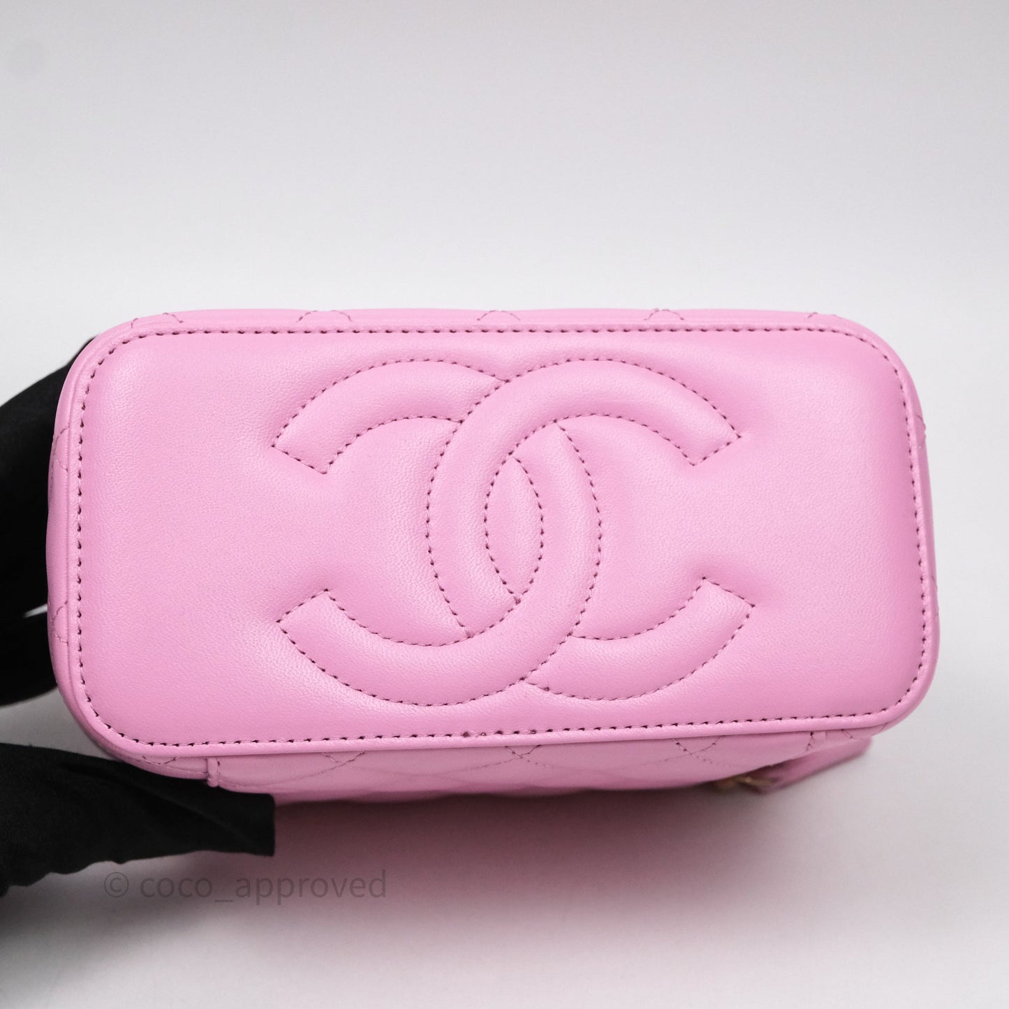 Chanel Vanity Rectangular Top Handle Pink Mint Green Lambskin Gold Hardware