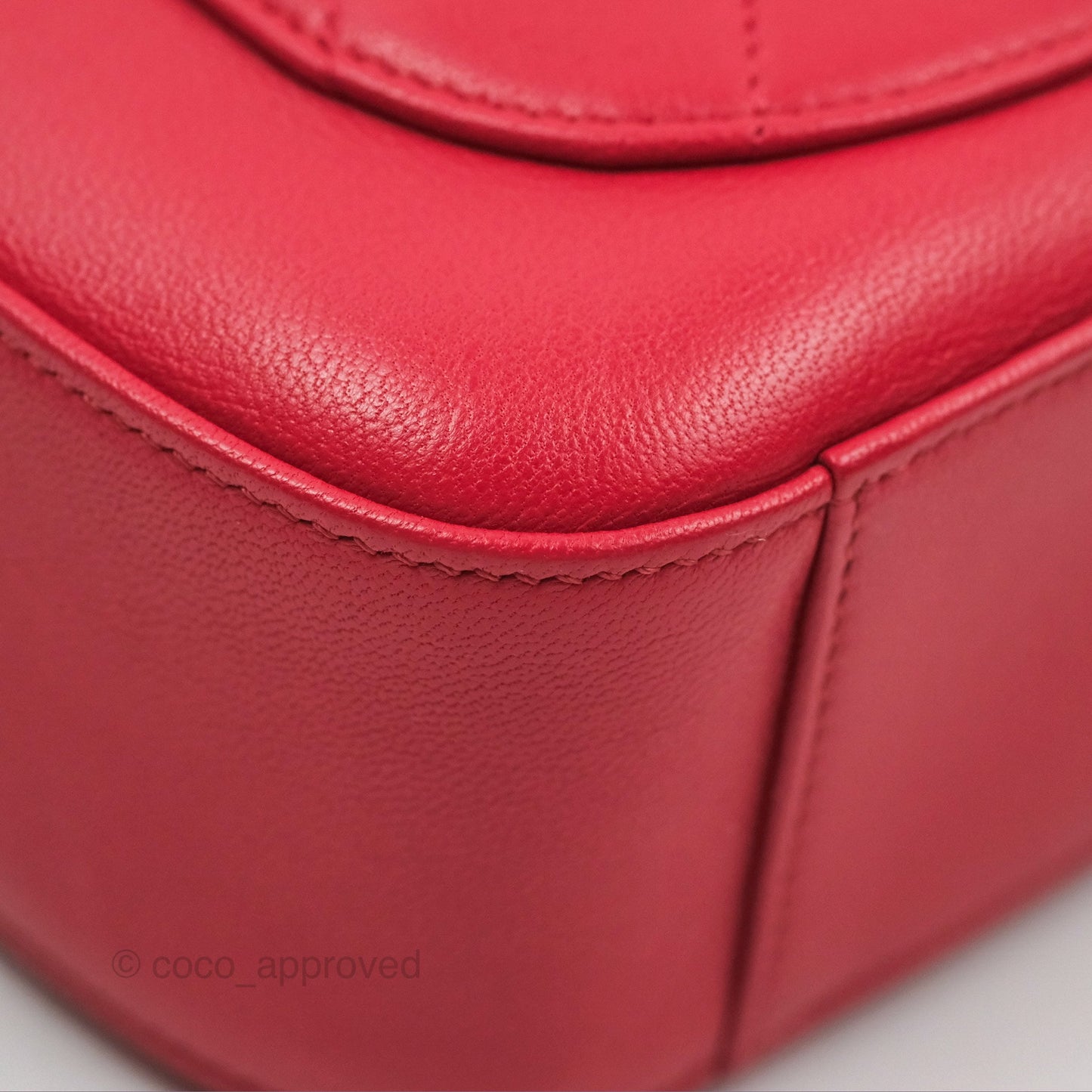 Chanel Chain Infinity Camera Case Red Goatskin Aged Gold Hardware