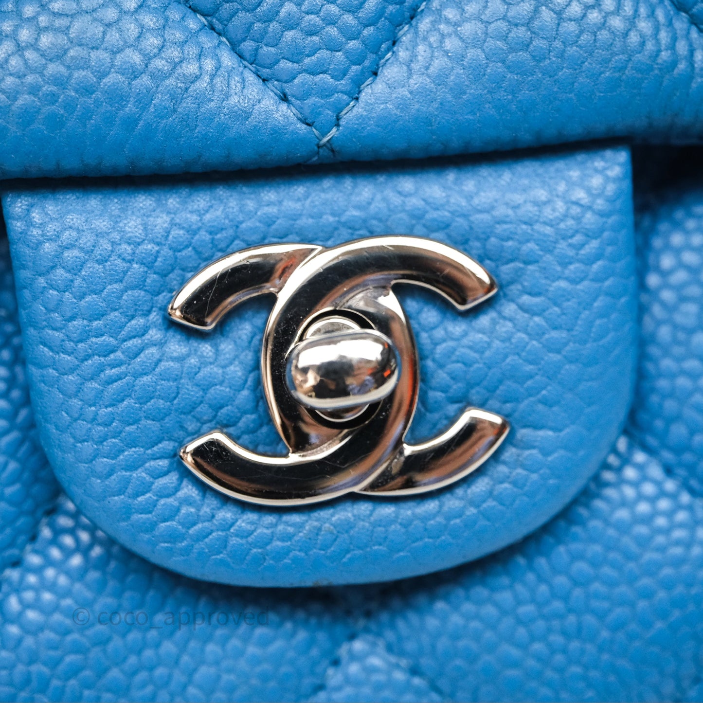 Chanel Quilted Clutch with Chain Caviar Azul Sliver Hardware