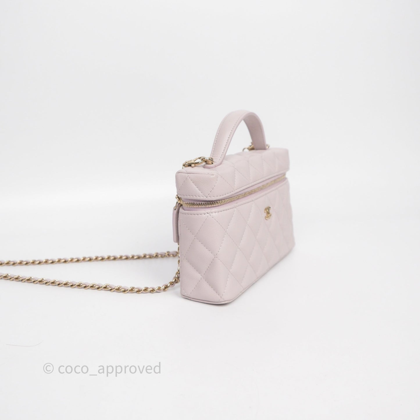 Chanel Top Handle Long Vanity with Chain Lilac Caviar Gold Hardware