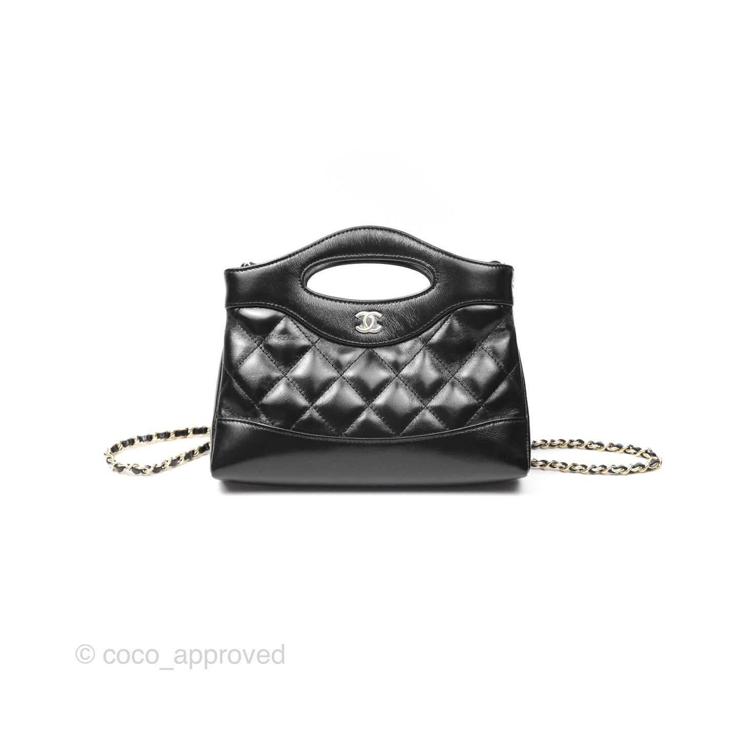Chanel Nano 31 Black Shiny Lambskin Gold Hardware