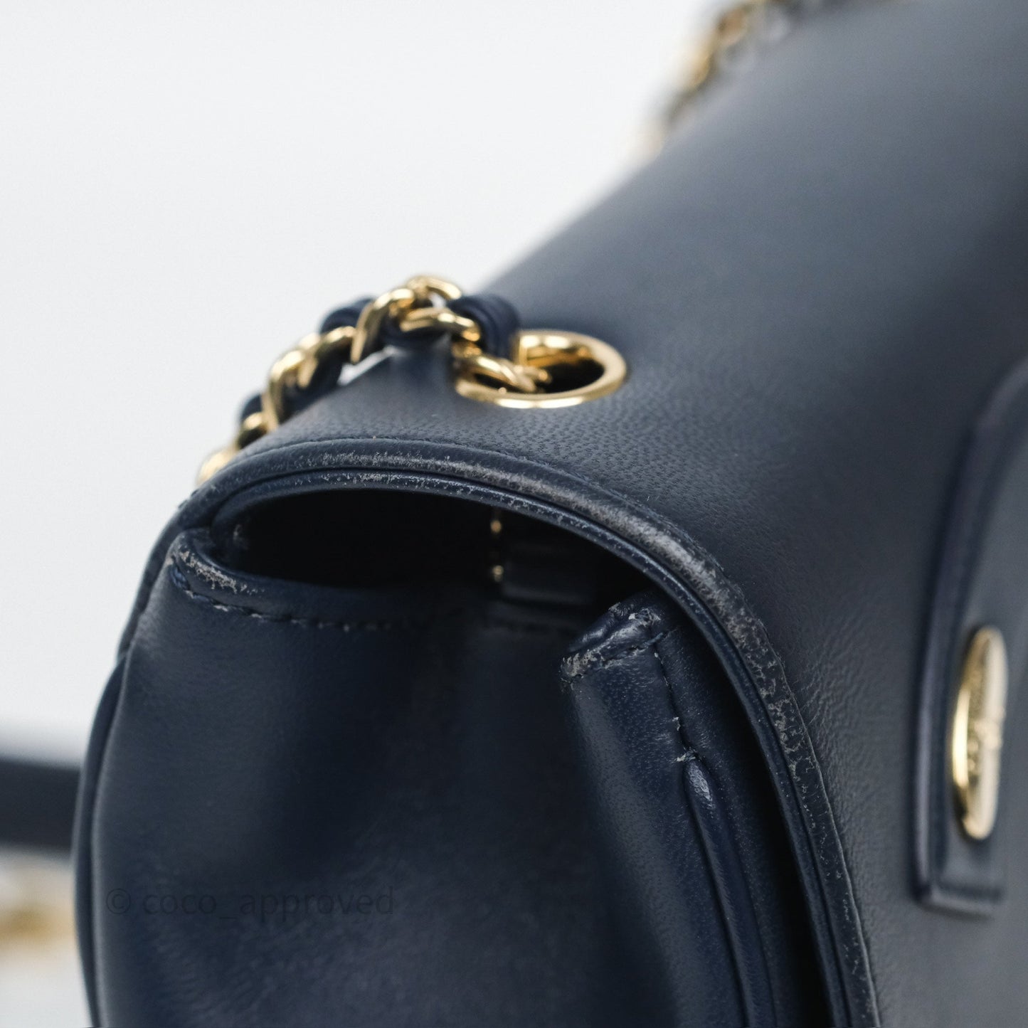 Chanel CC Mania Flap Bag Navy Lambskin Gold Hardware