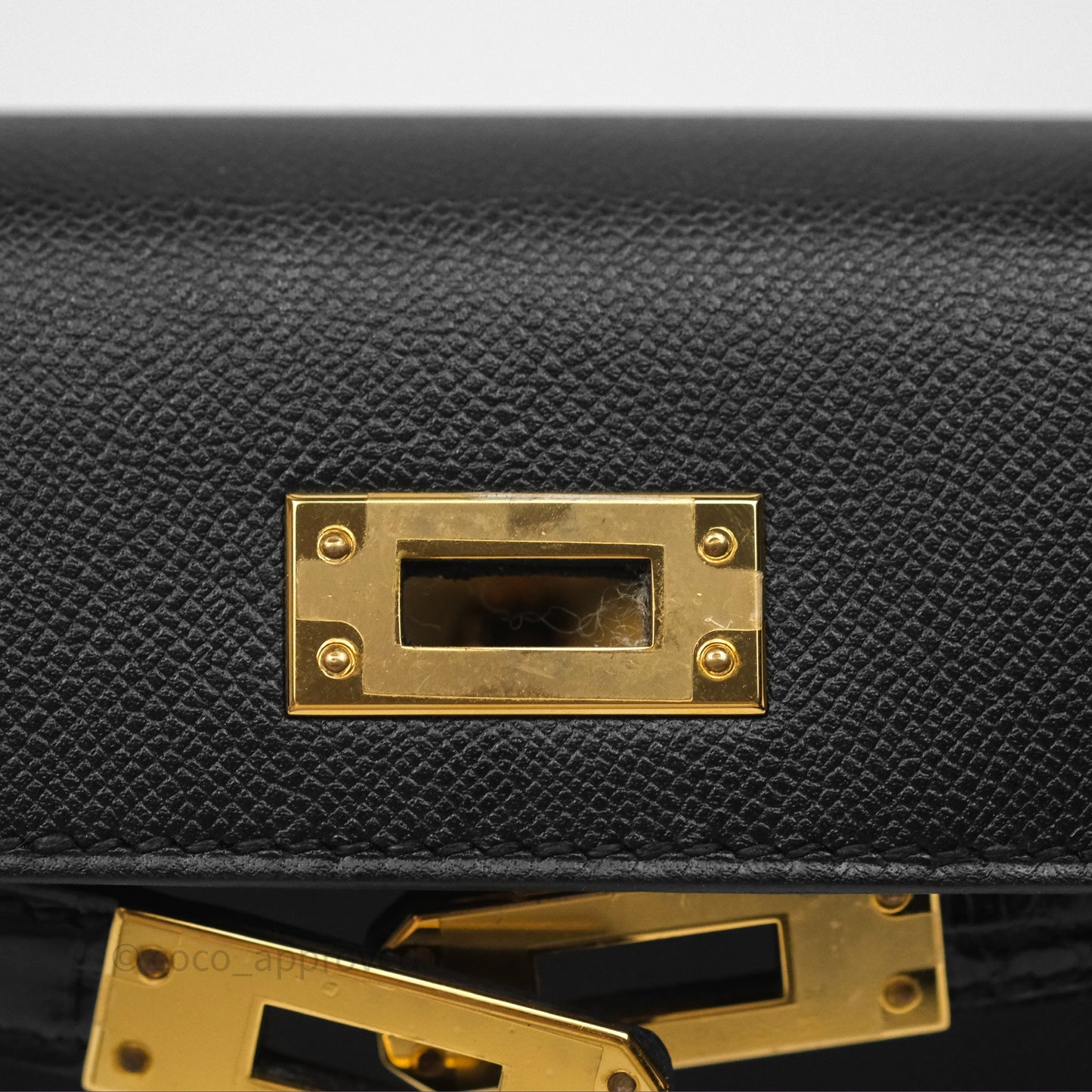 Hermès Mini Kelly II Touch Noir 89 Croc Gold Hardware