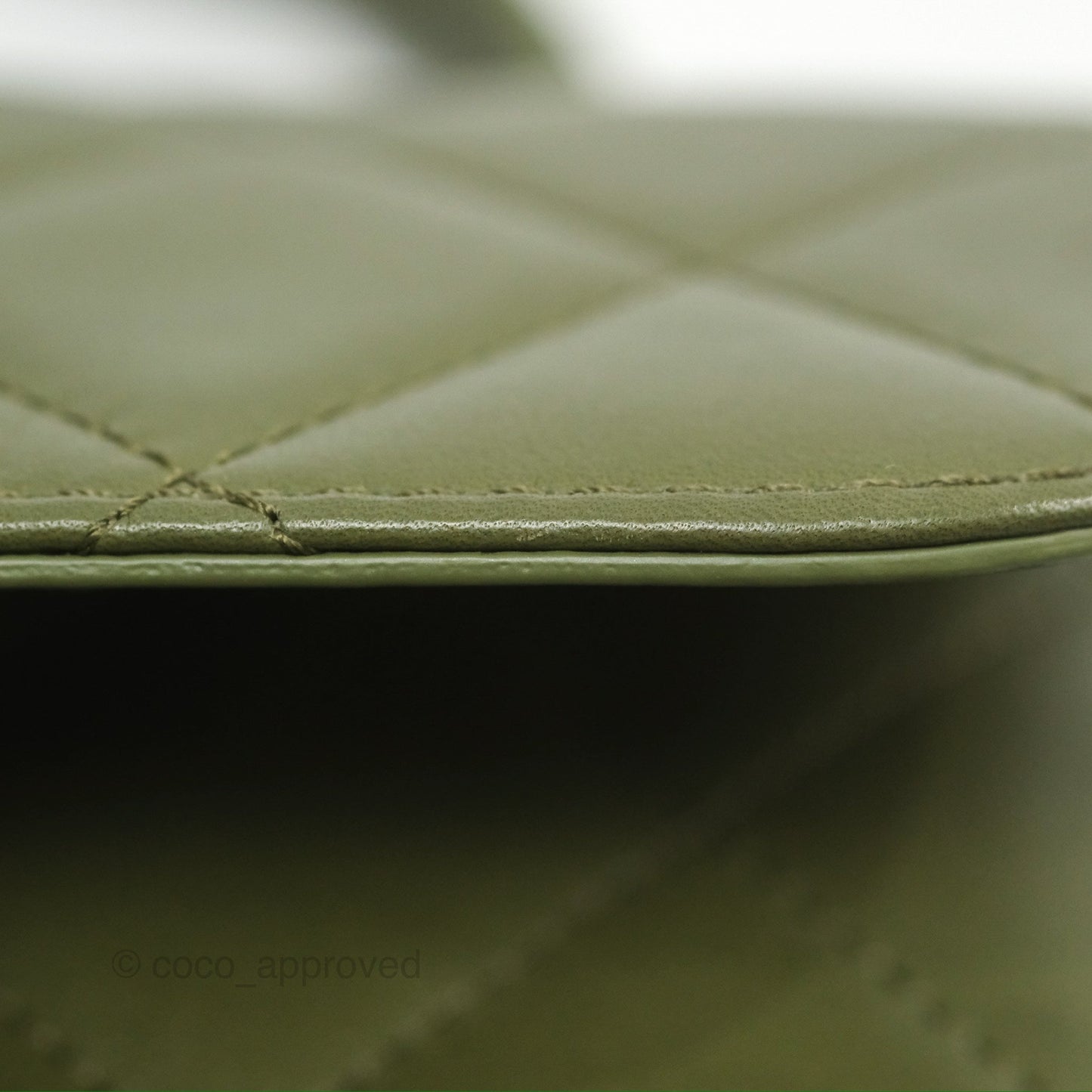 Chanel Small Coco Lady Quilted Flap Bag With Top Handle Olive Green Calfskin Gold Hardware