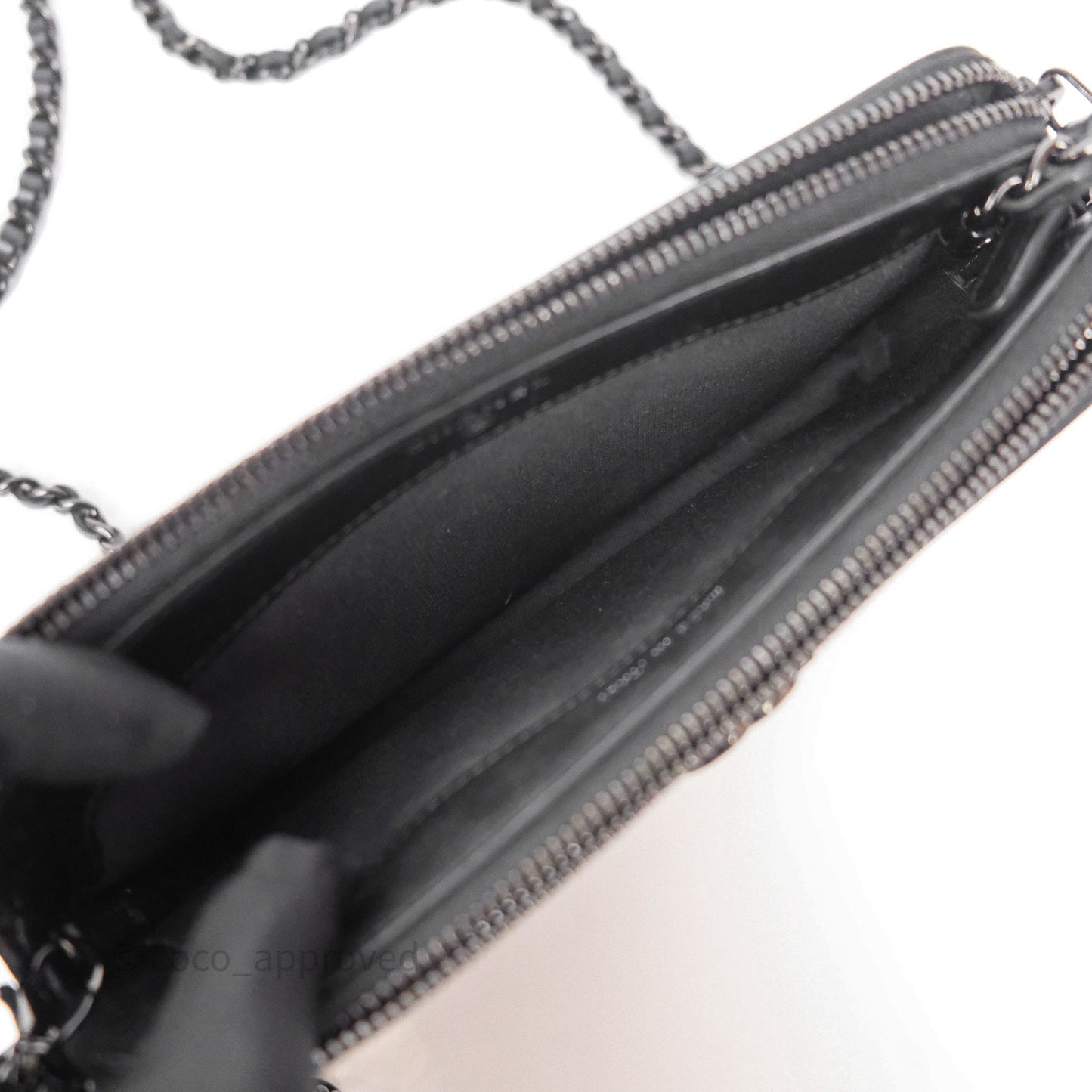 Chanel Boy Double Zip Clutch On Chain So Black Lambskin