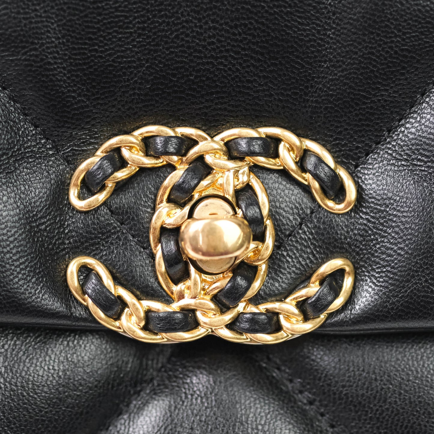 Chanel 19 Small Black Goatskin Mixed Hardware Goatskin