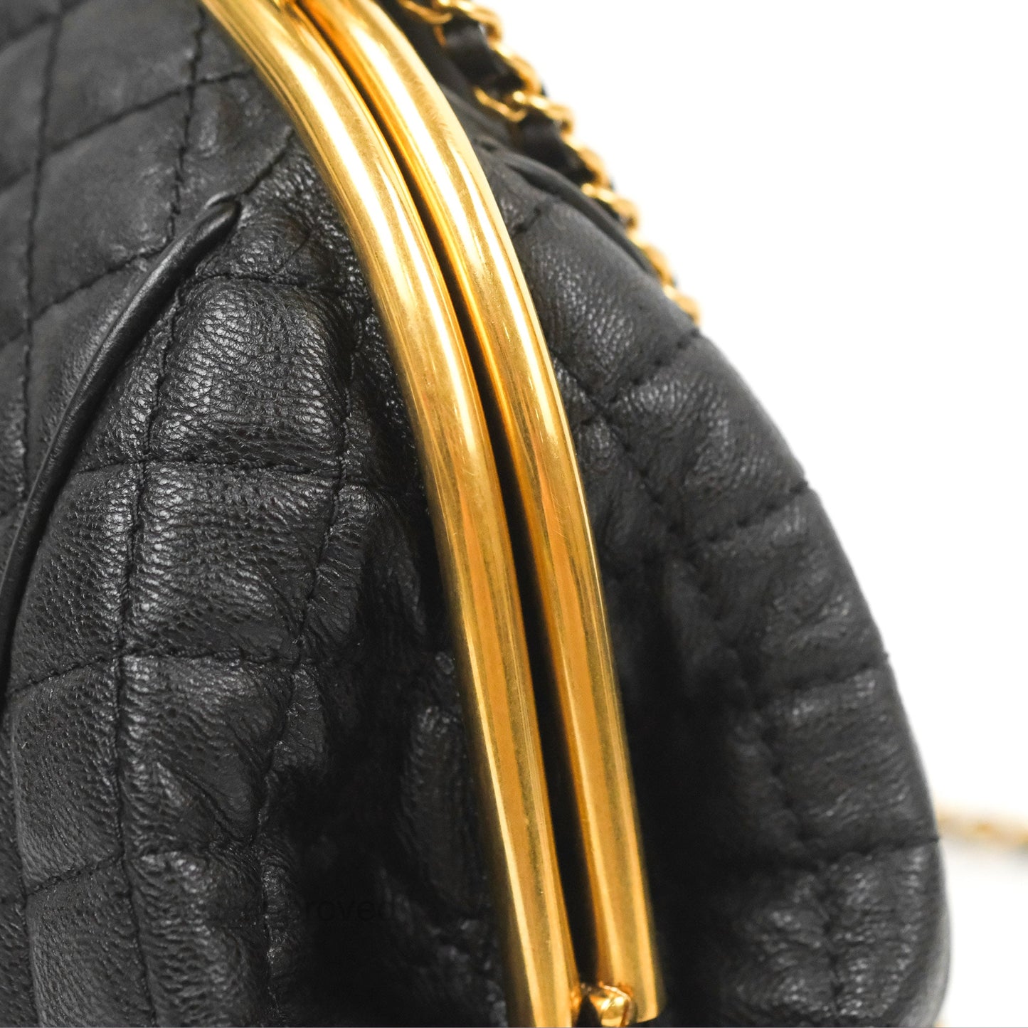 Chanel Paris Rome Colosseum Lock Bag Black Calfskin Antique Gold