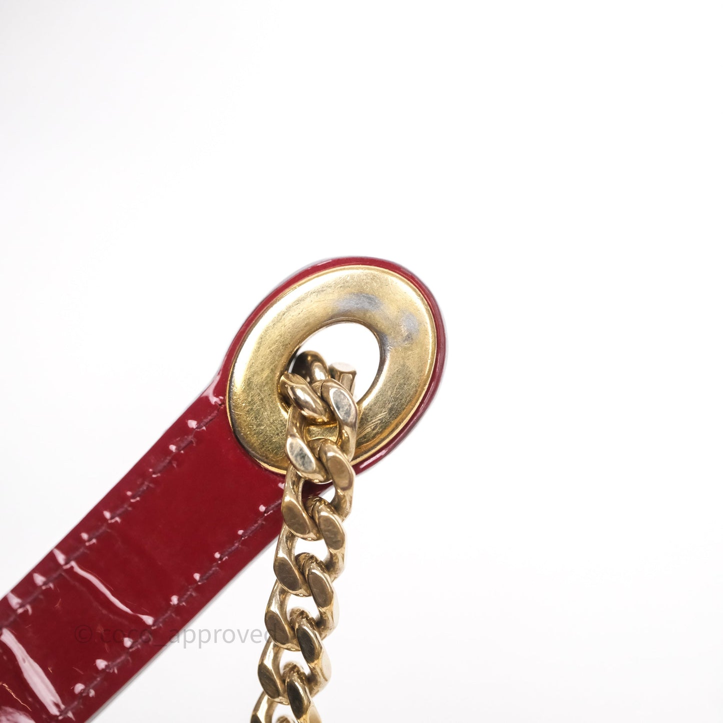 Christian Dior Mini Lady Dior Bag Red Patent Gold Hardware