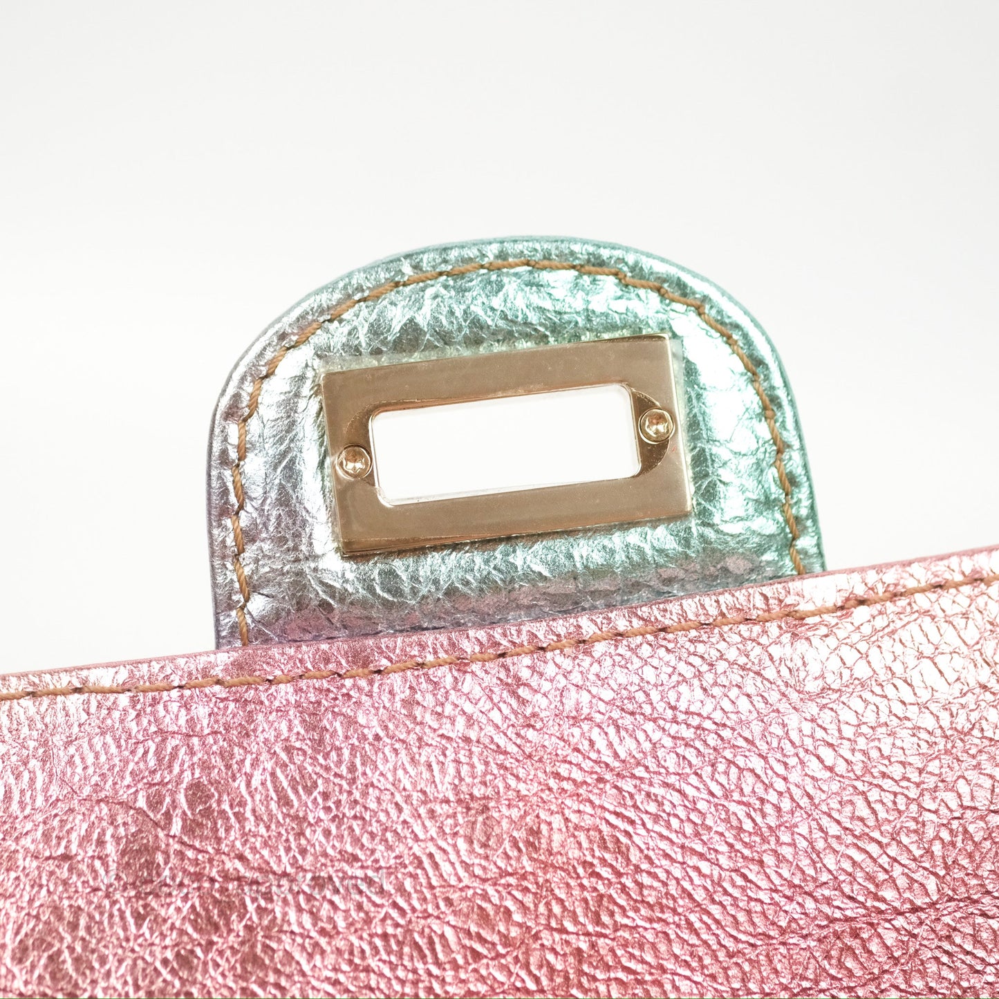 Chanel Quilted Mini Reissue 224 Metallic Rainbow Crumpled Calfskin Gold Hardware