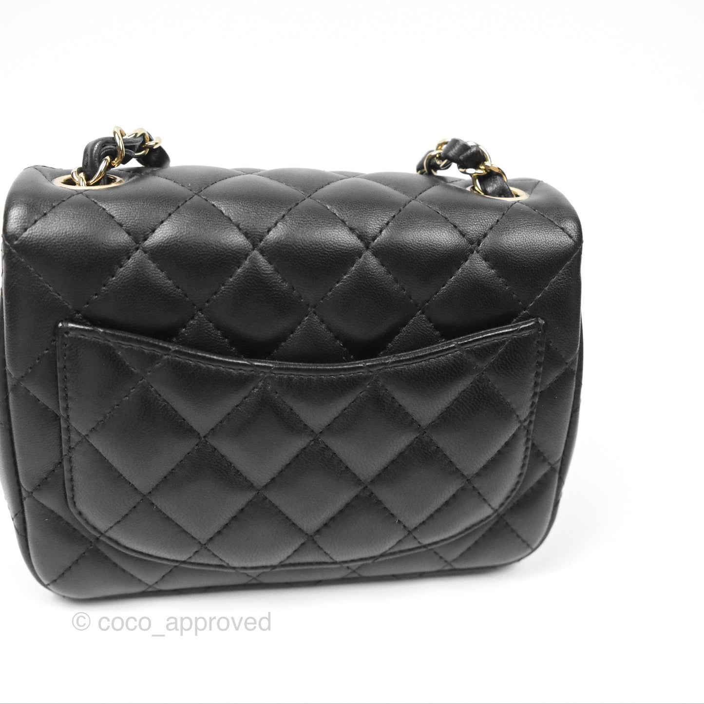 Chanel Mini Square Flap Bag Quilted Black Lambskin Gold Hardware