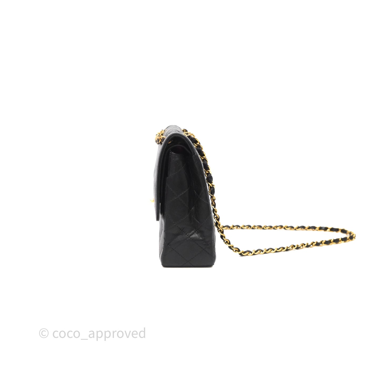 Chanel Quilted Vintage Flap Bag Lambskin Black 24K Gold Hardware