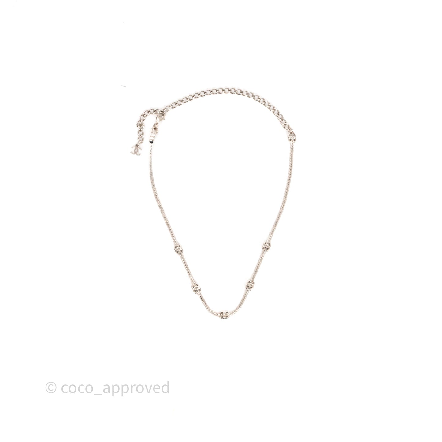 Chanel Five CC Choker Silve Tone 25V