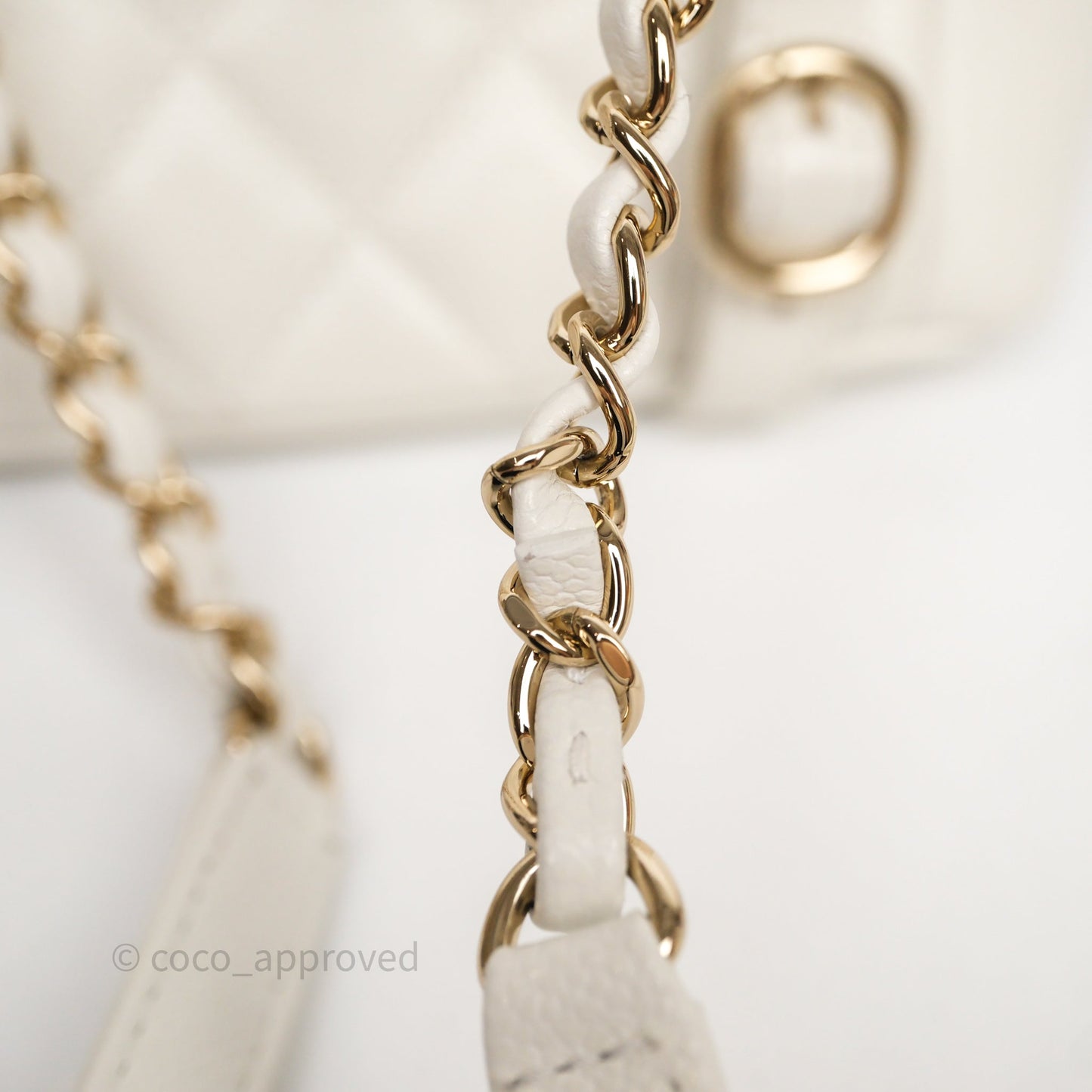 Chanel Duma Backpack Medium White Caviar Gold Hardware
