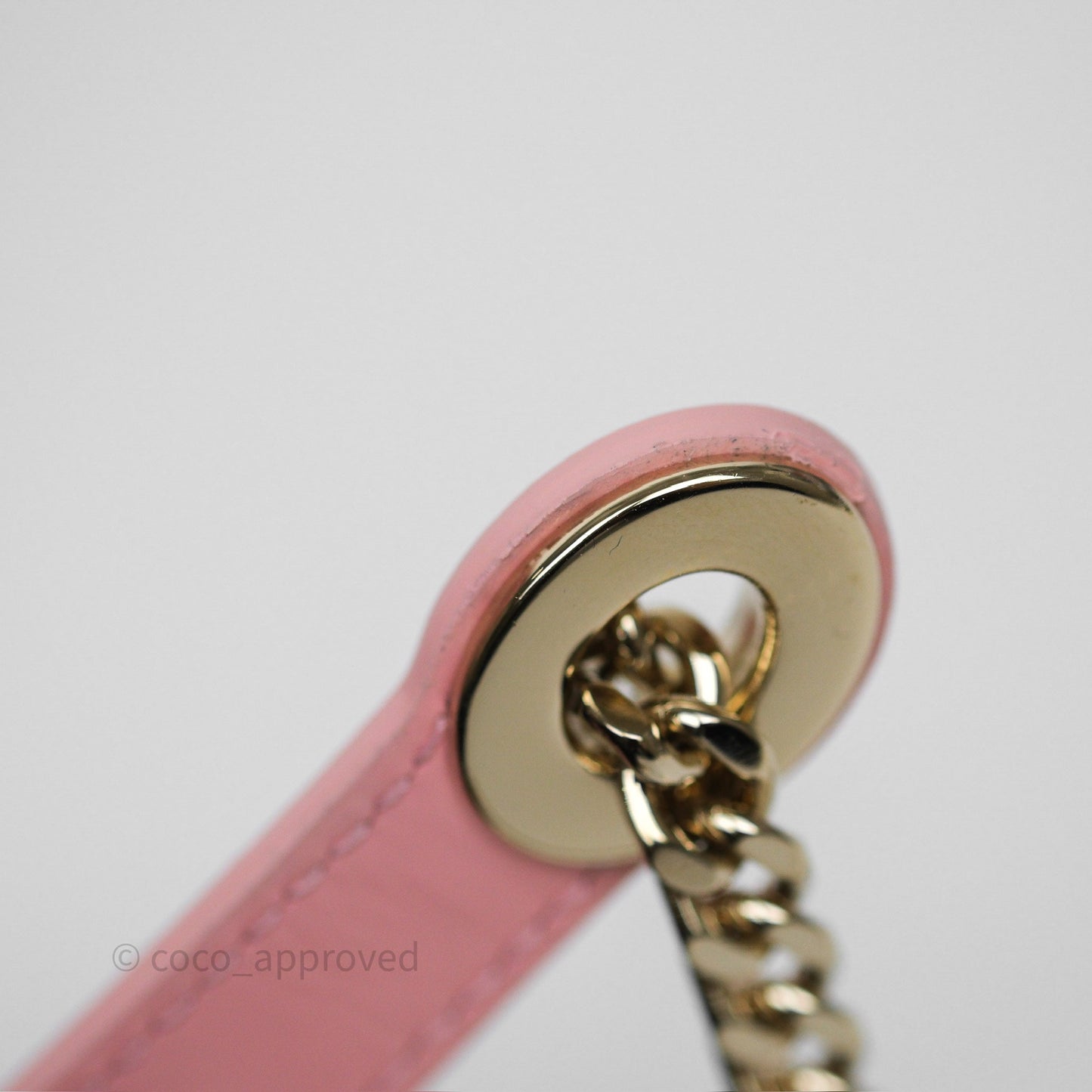 Dior Mini Lady Dior Pink Pearlescent Patent Cannage Gold Hardware