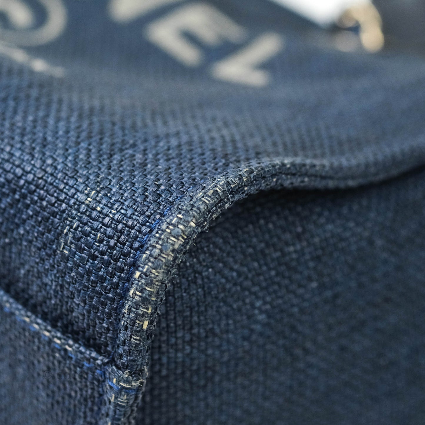 Chanel Large Deauville Blue Canvas Gold Hardware