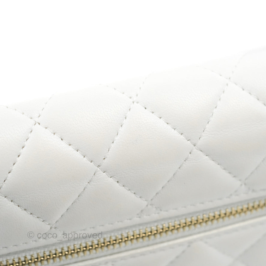 Chanel Mini Resin Chain Wallet on Chain WOC White Lambskin Gold Hardware