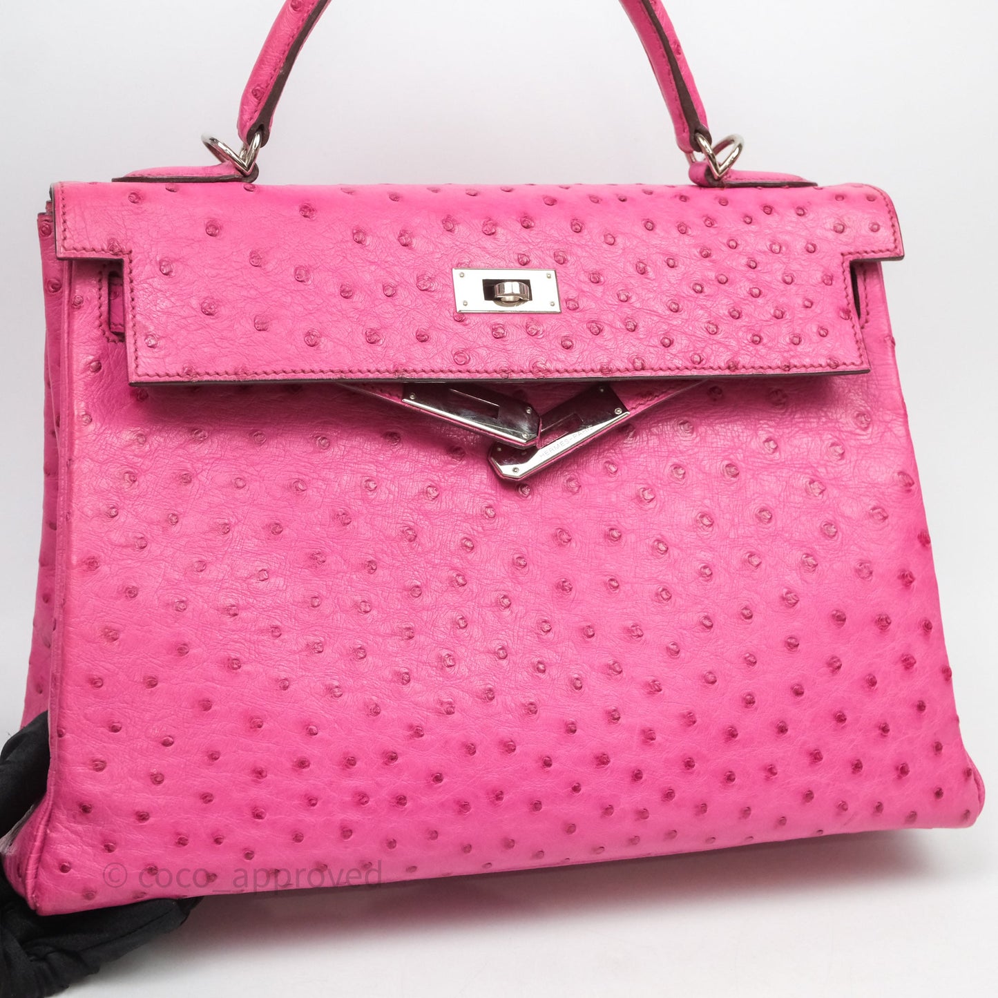 Hermes Kelly 32 Fuchsia Ostrich Palladium Hardware