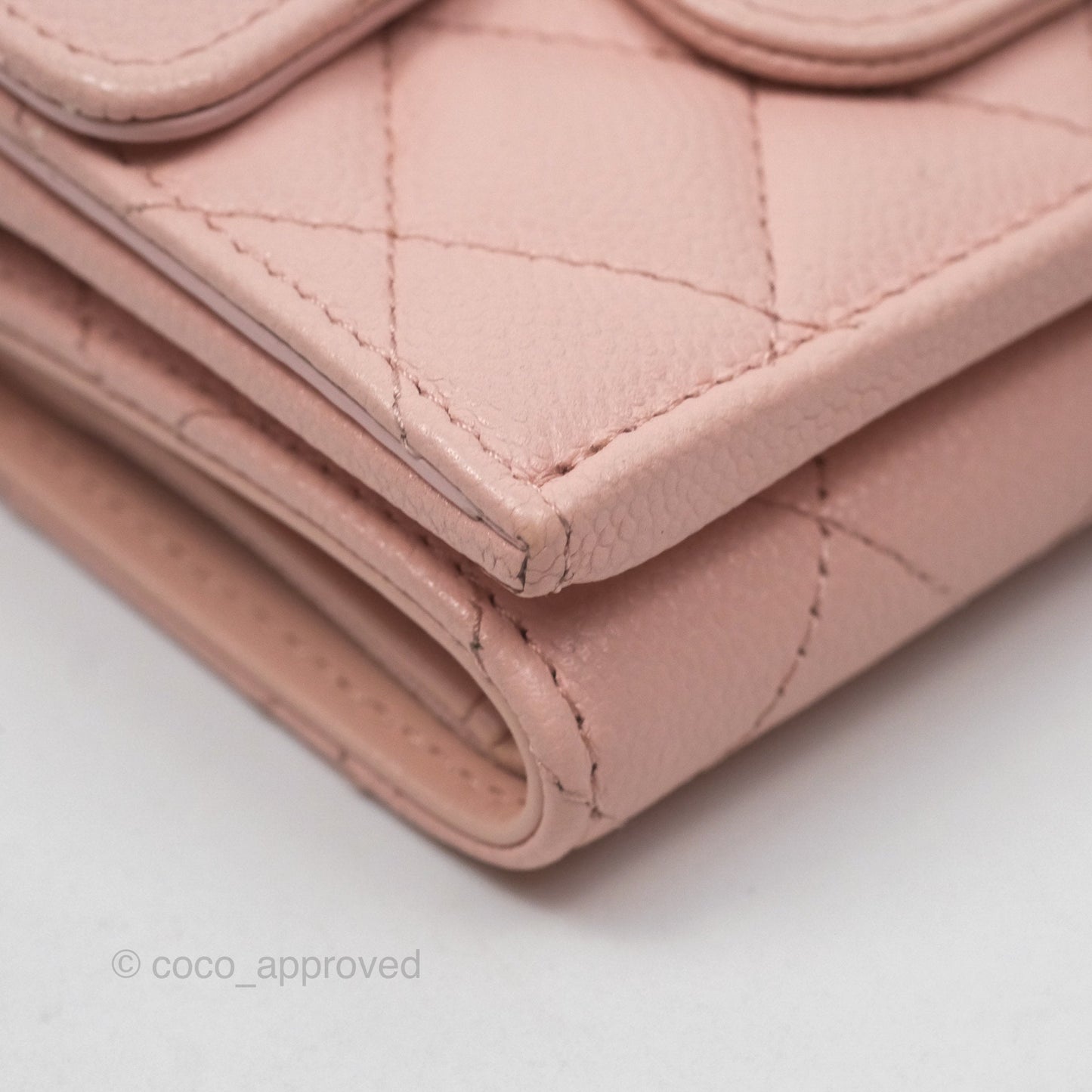 Chanel Quilted Small Classic Flap Trifold Wallet Pink Caviar Gold Hardware