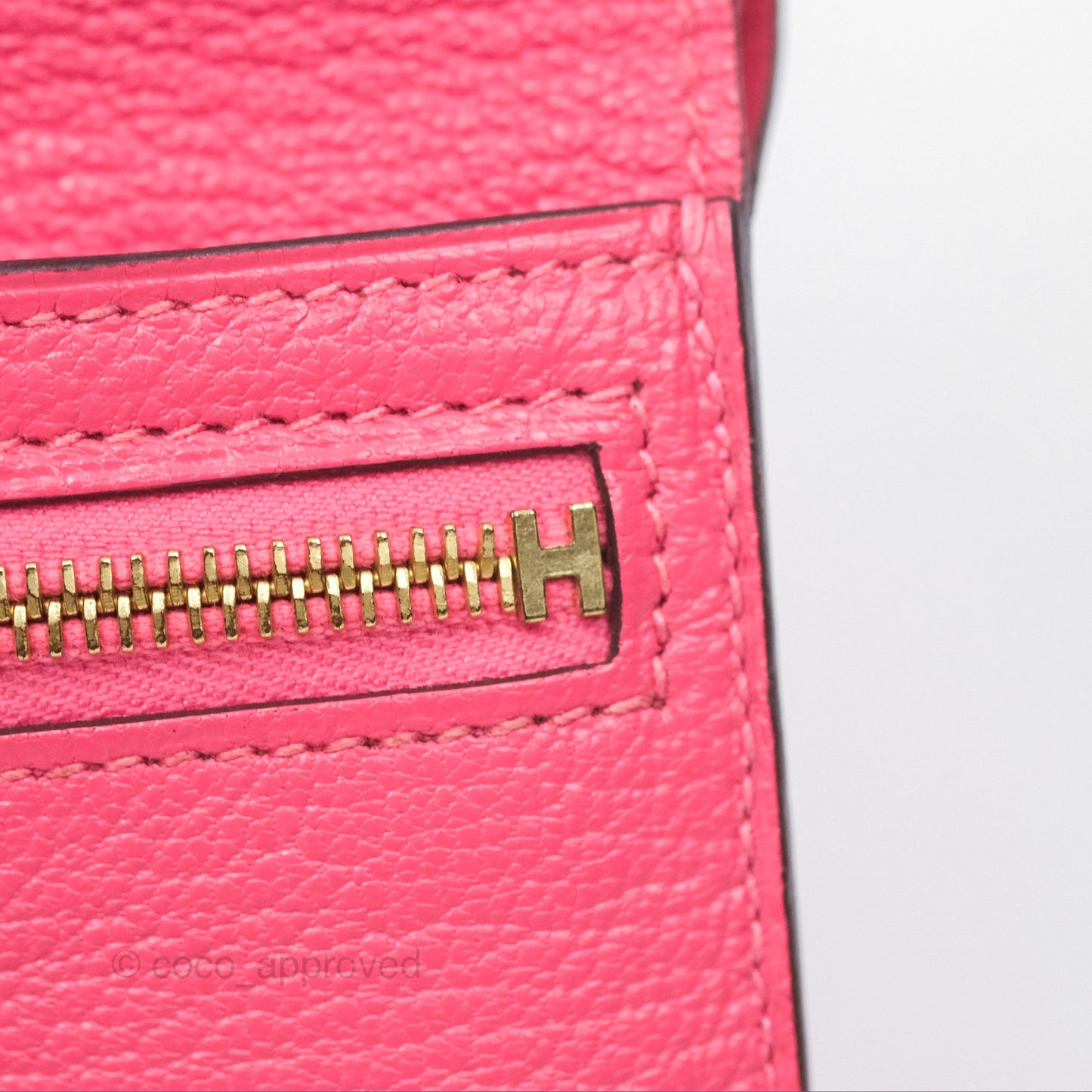 Hermes Bearn Compact Wallet Rose Azalee 8W Gold Hardware