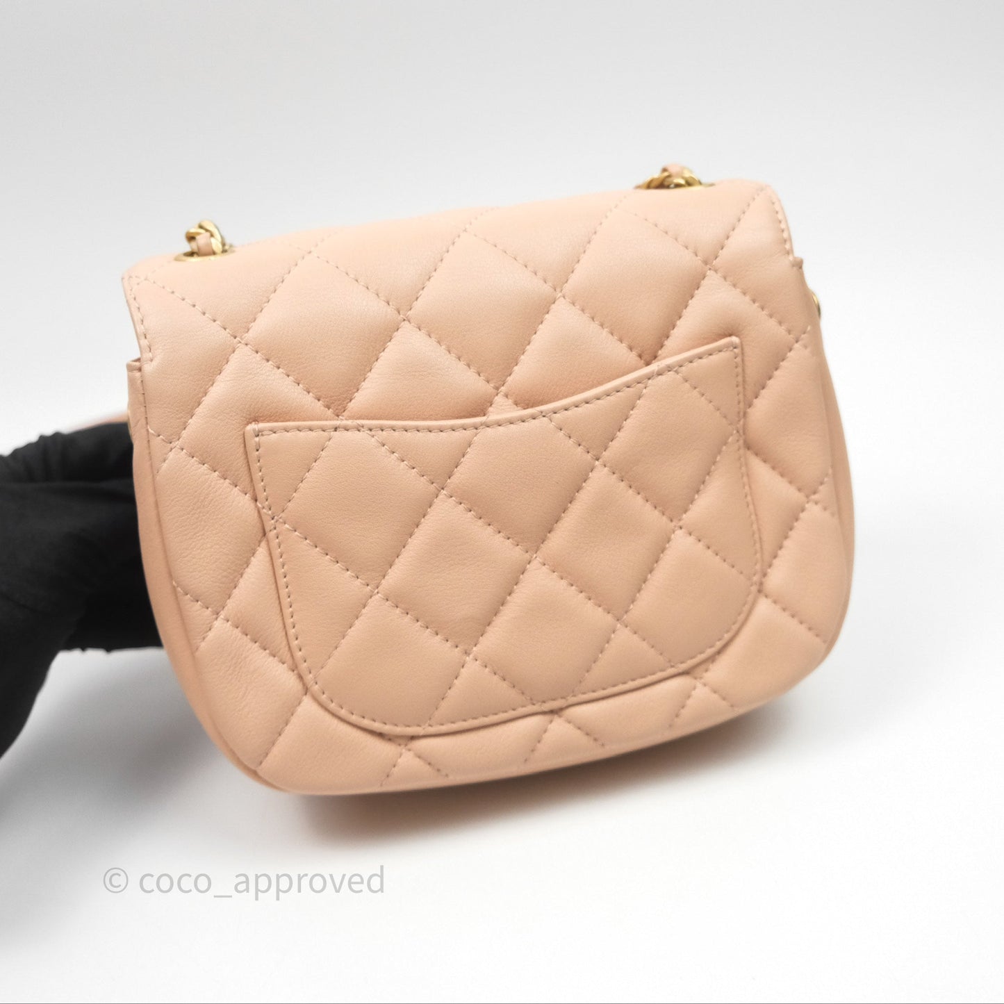 Chanel Messenger Bag Beige Pink Calfskin Aged Gold Hardware