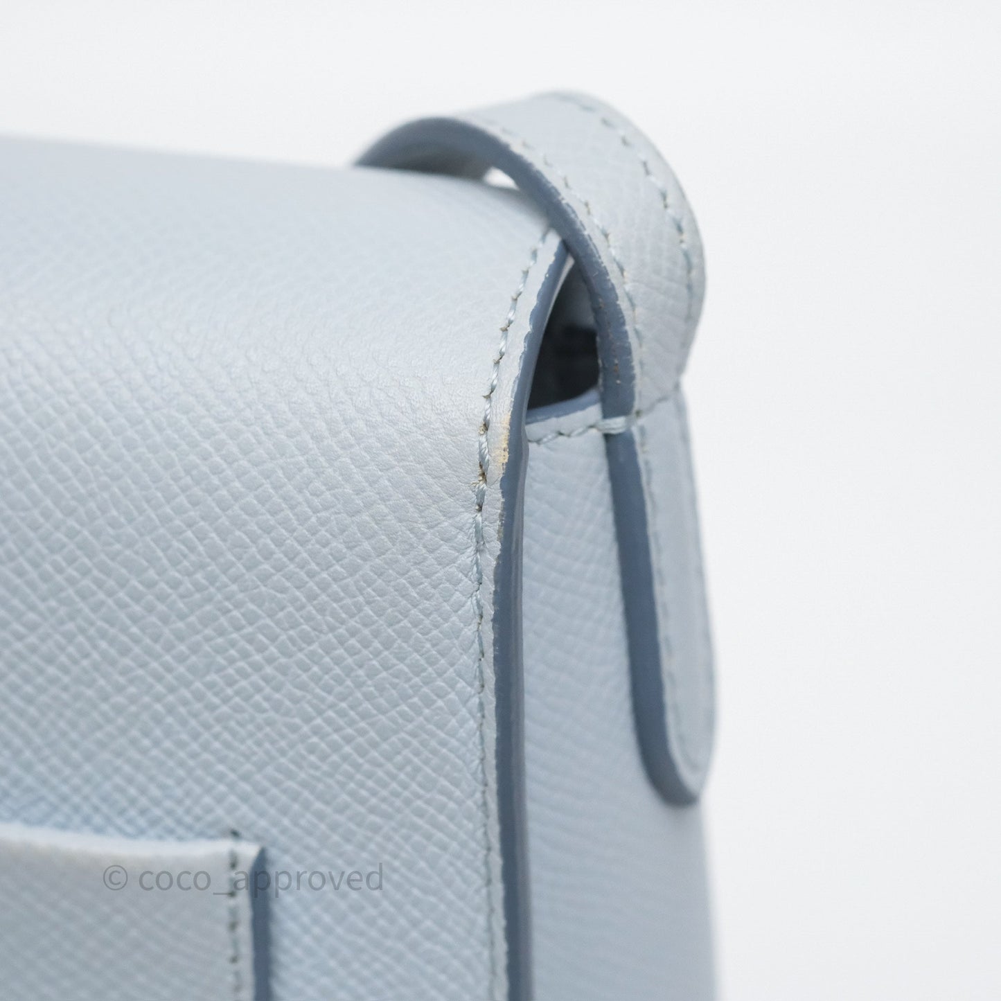 Celine Small Trotteur Crossbody Bag Light Blue Grained Calfskin