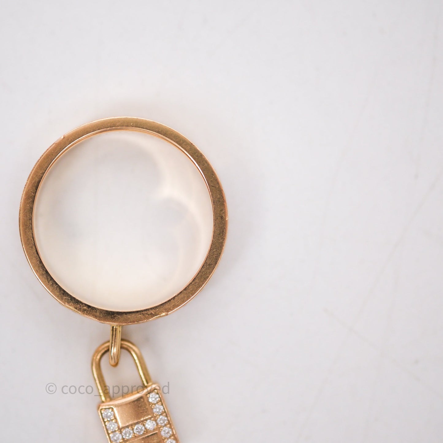Hermès Kelly Cadenas Ring Rose Gold Diamonds Size 50