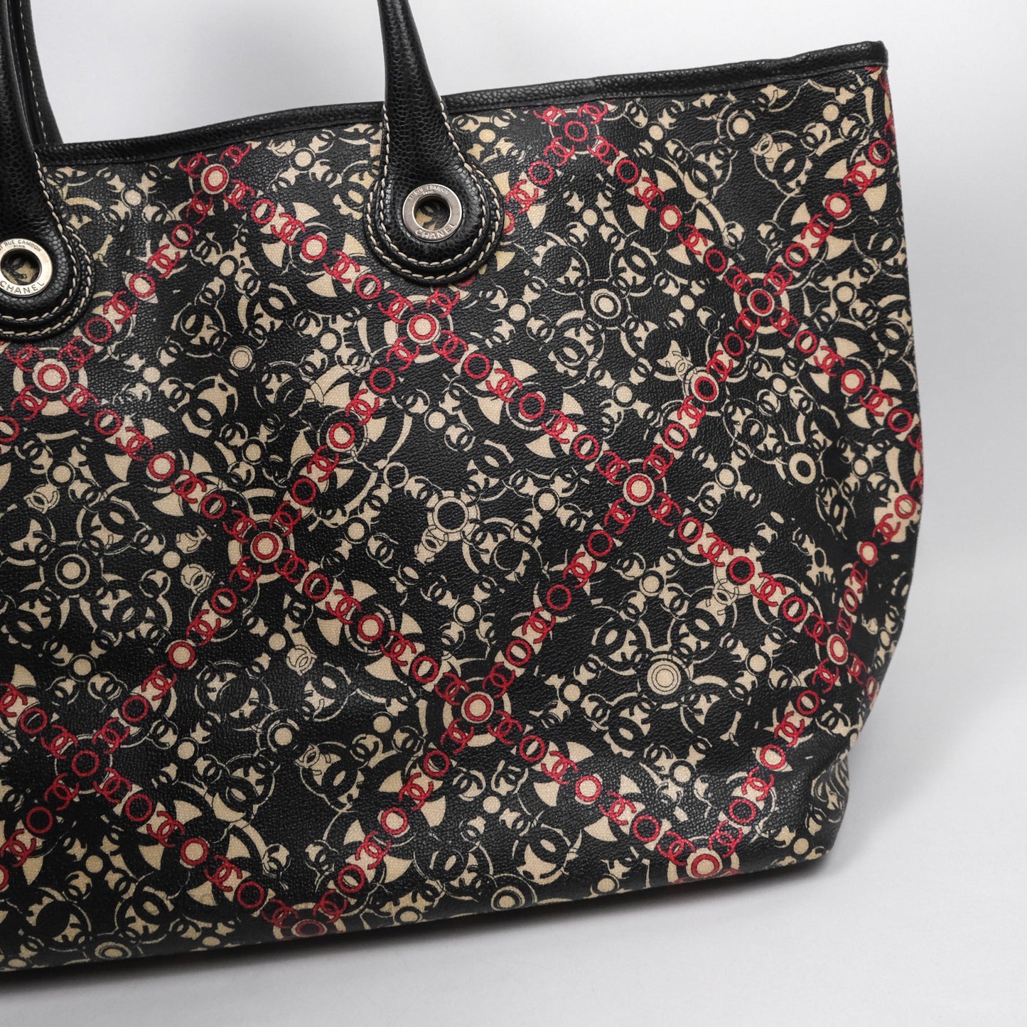 Chanel CC Print Logo Tote Bag Black