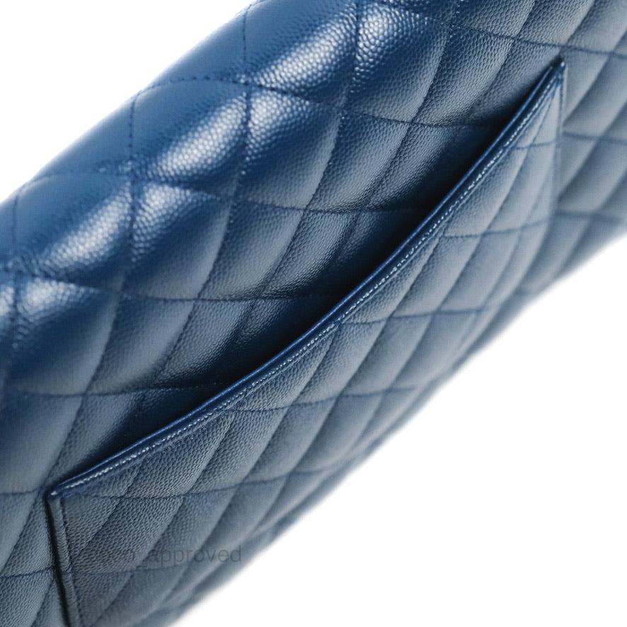 Chanel Quilted Caviar Navy Timeless Clutch Gold Hardware