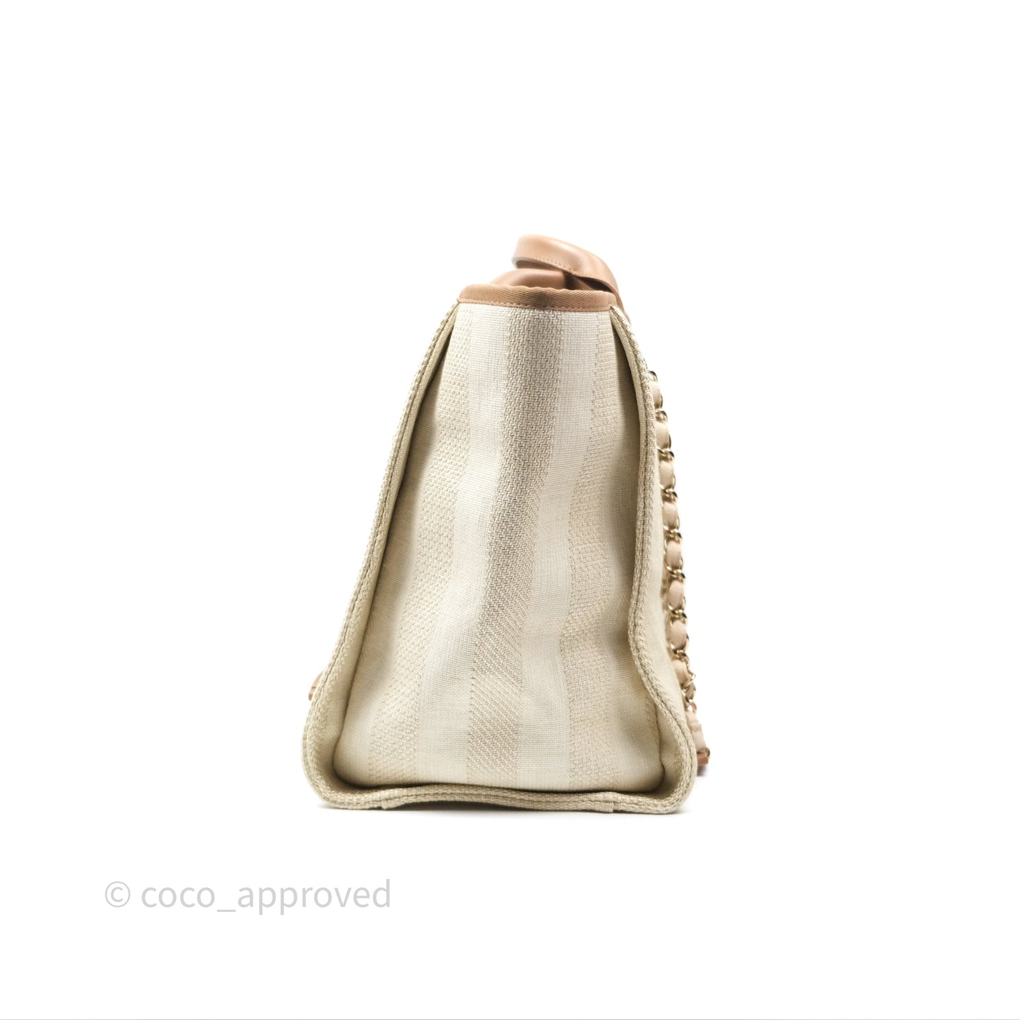 Chanel Large Deauville Beige Brown Tweed Gold Hardware