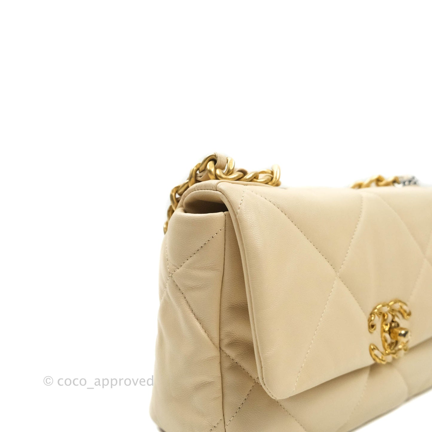 Chanel 19 Small Beige Goatskin Mixed Hardware