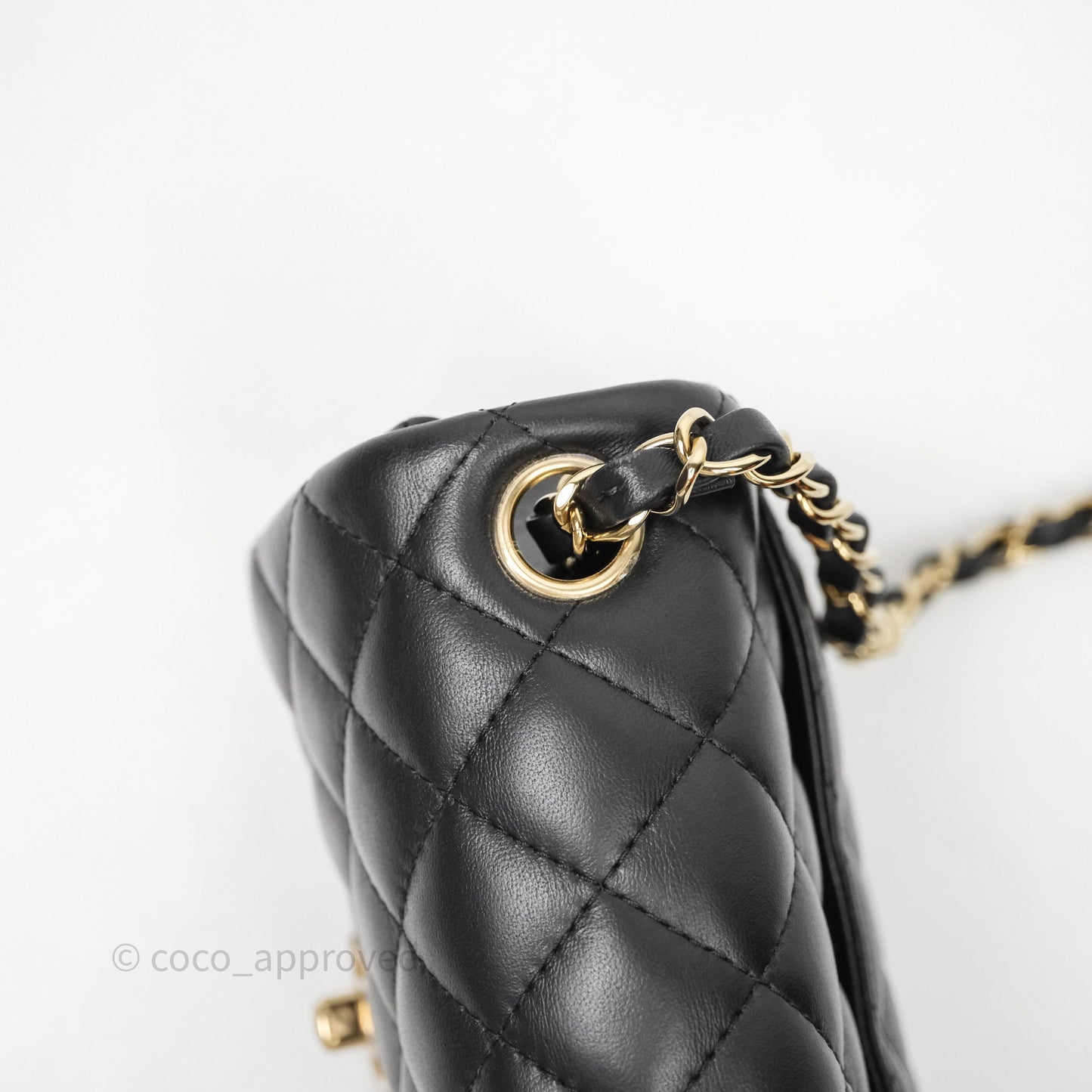 Chanel Mini Square Quilted Black Lambskin Gold Hardware