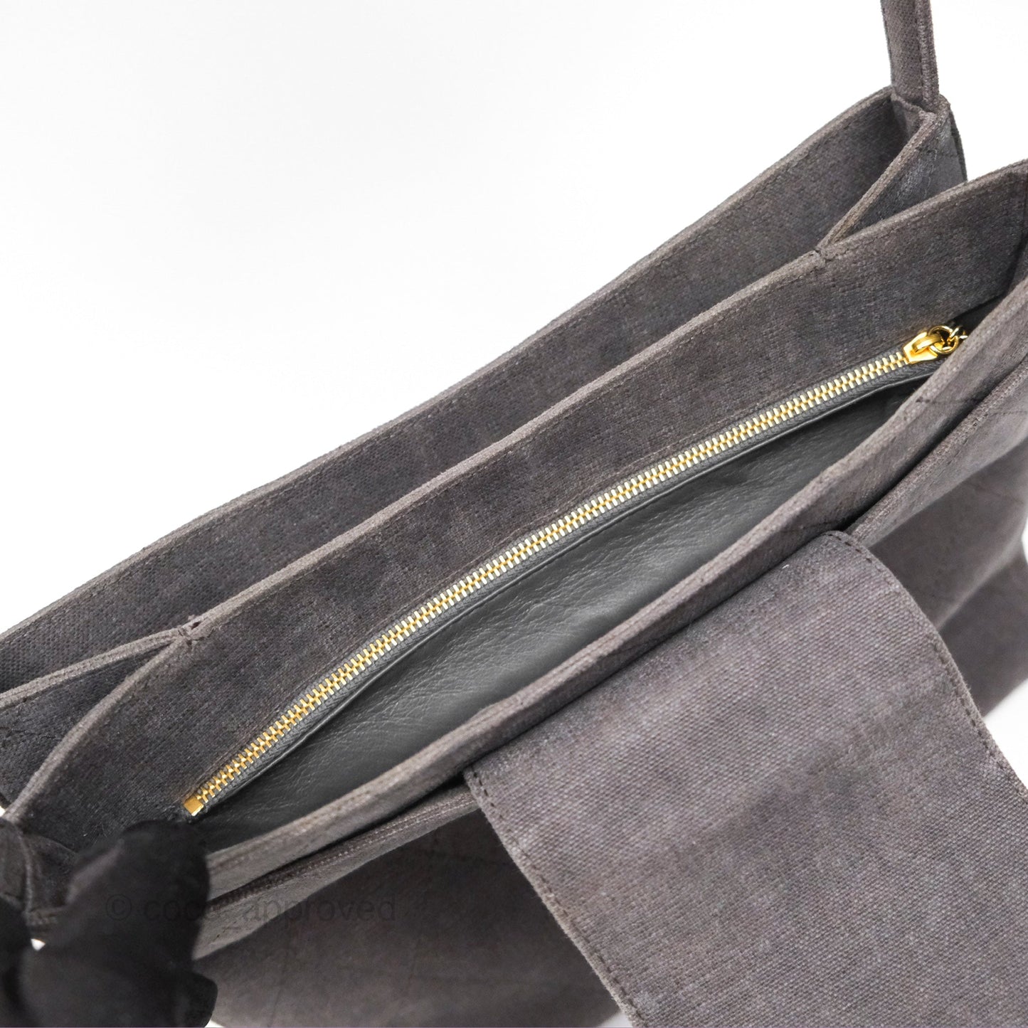 Chanel Vintage CC Lock Flap Shoulder Bag Grey Canvas 24K Gold Hardware