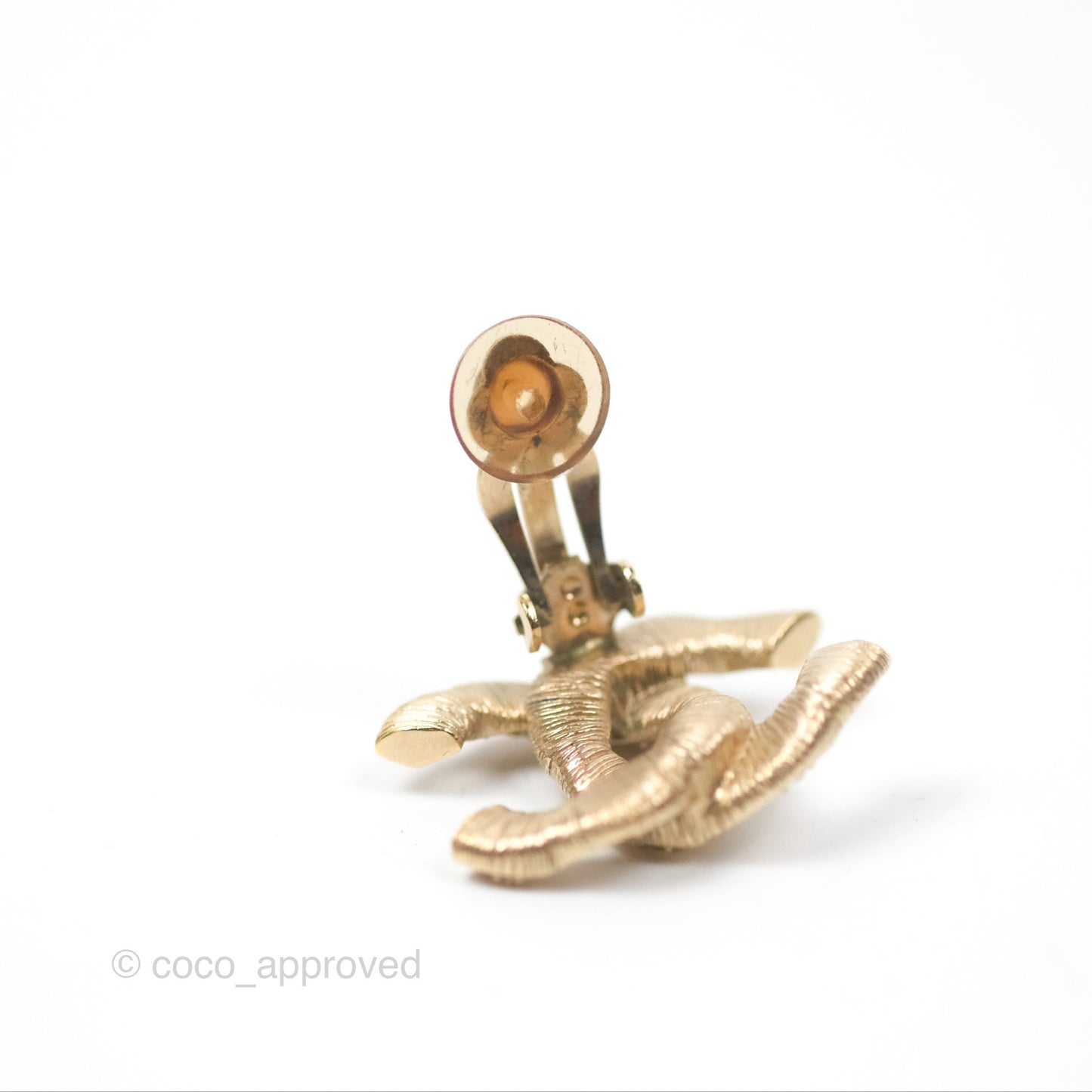 Chanel CC Pink Crystal Ear Clips Gold Tone 16C