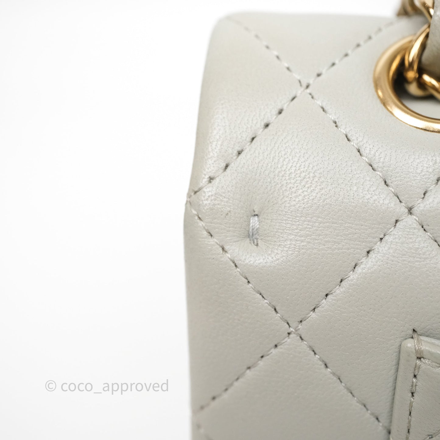Chanel Small Classic Flap Quilted Grey Lambskin Gold Hardware