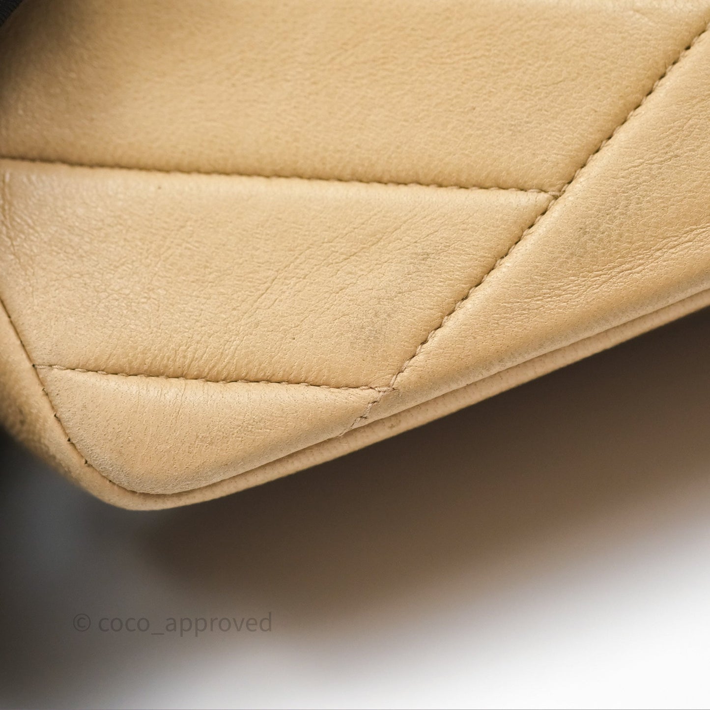 Chanel Vintage Medium Flap Chevron Beige Lambskin 24K Gold Hardware