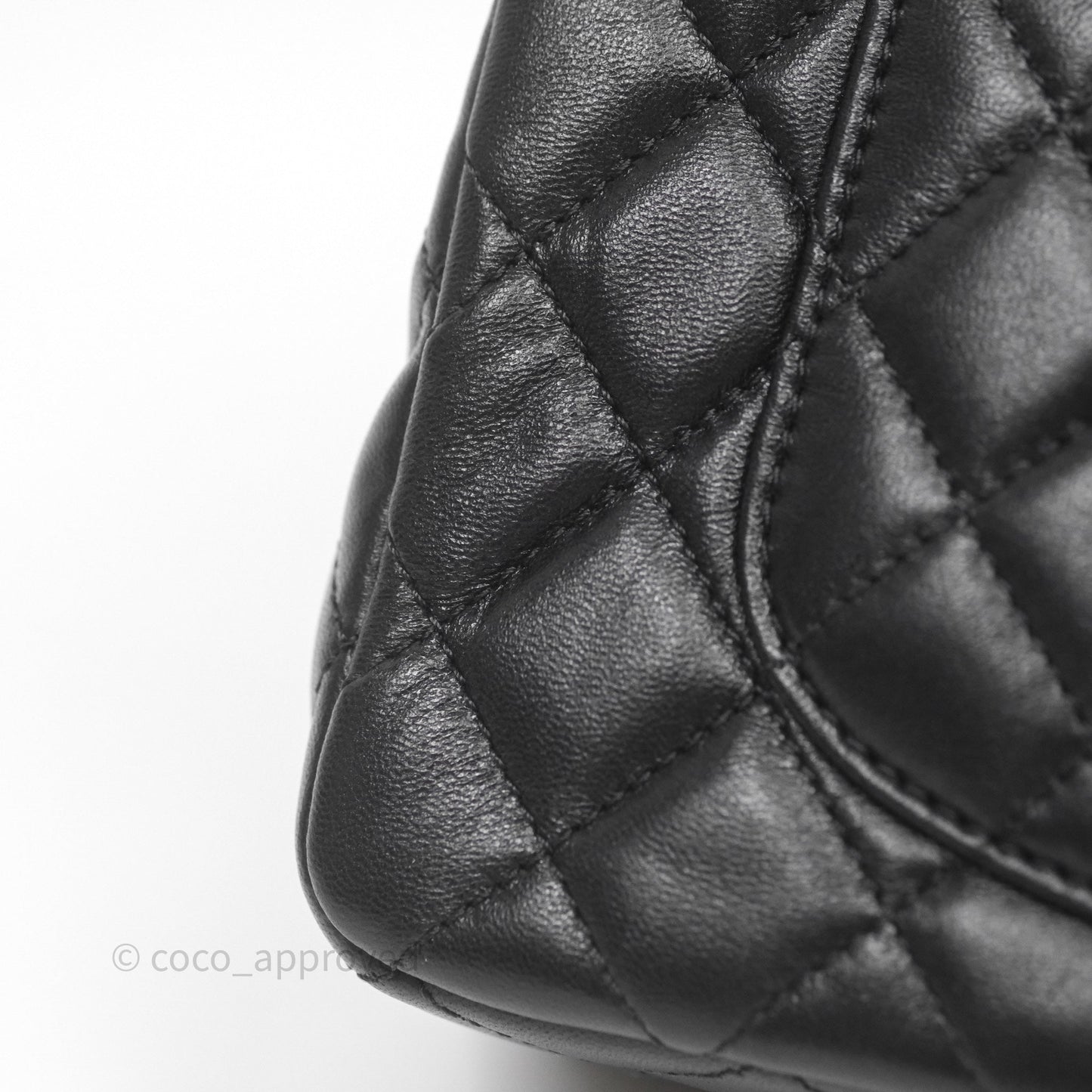 Chanel Logo Top Handle Small Flap Bag Black Lambskin Gold Hardware 24C