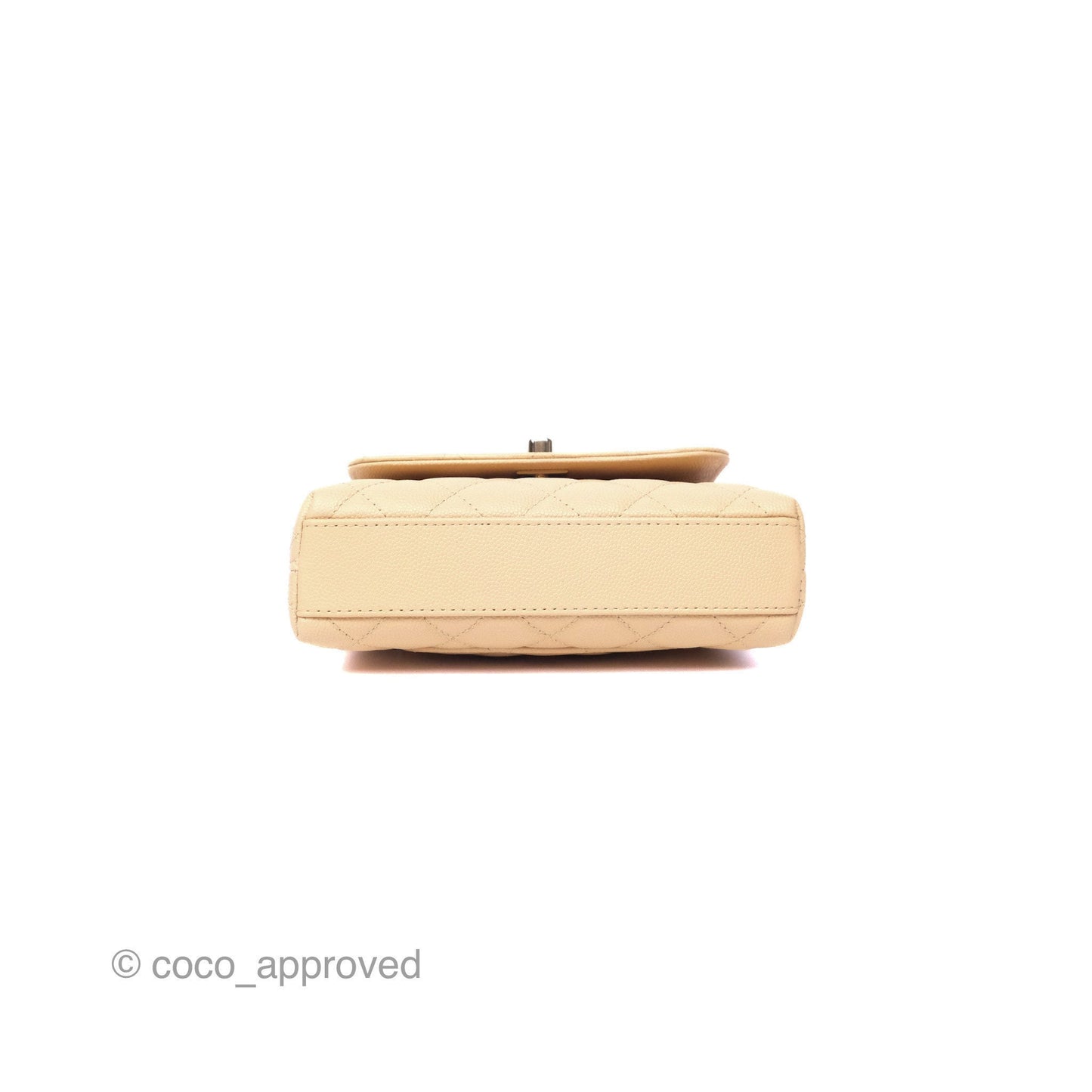 Chanel Coco Handle Clutch with Chain Quilted Beige Caviar Gold Hardware