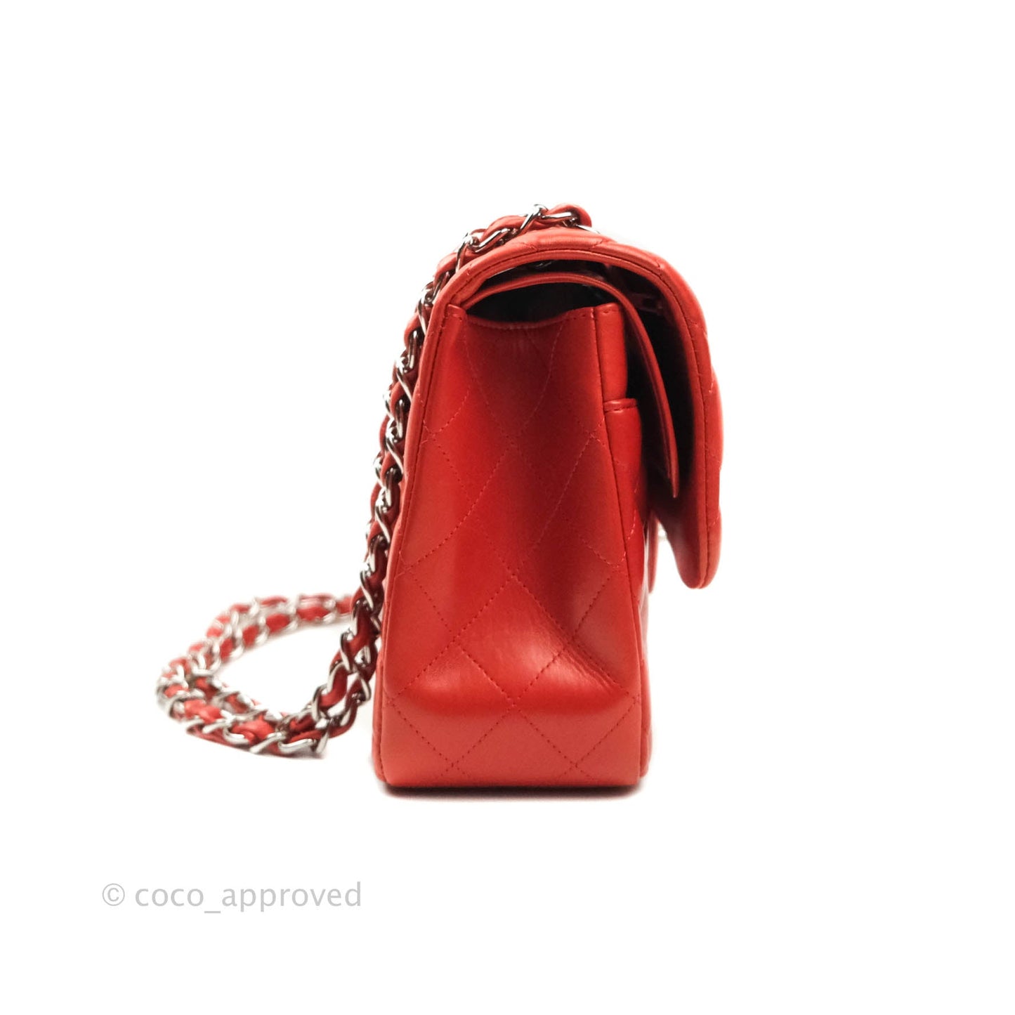 Chanel Jumbo Double Flap Red Lambskin Silver Hardware⁣⁣