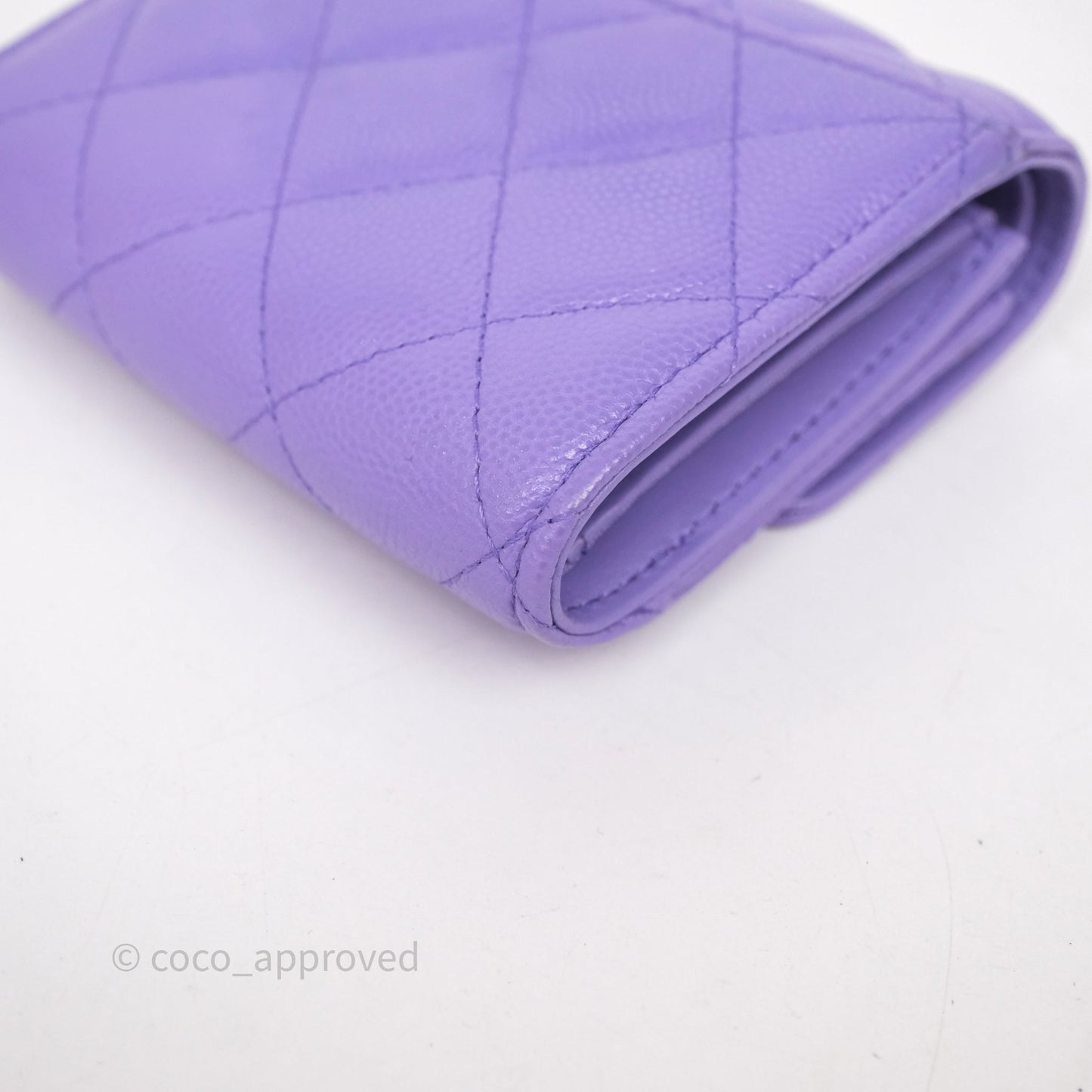 Chanel Classic Short Flap Wallet Purple Caviar Gold Hardware