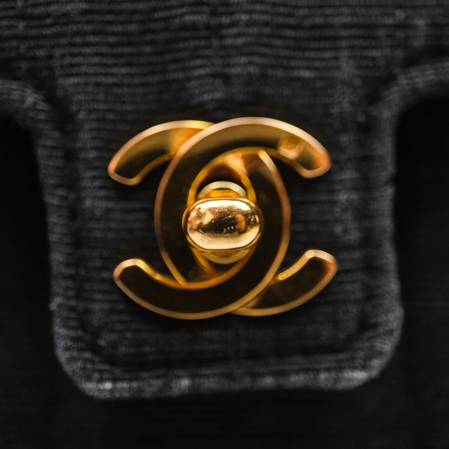 Chanel Vintage Small Flap Bag Black Grosgrain 24K Gold Hardware