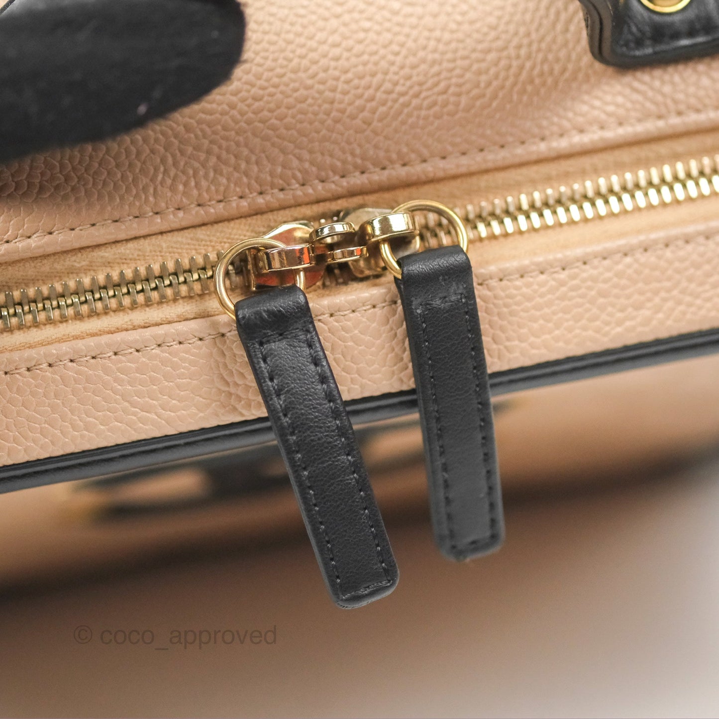 Chanel Quilted Medium CC Filigree Vanity Case Beige Black Caviar Gold Hardware