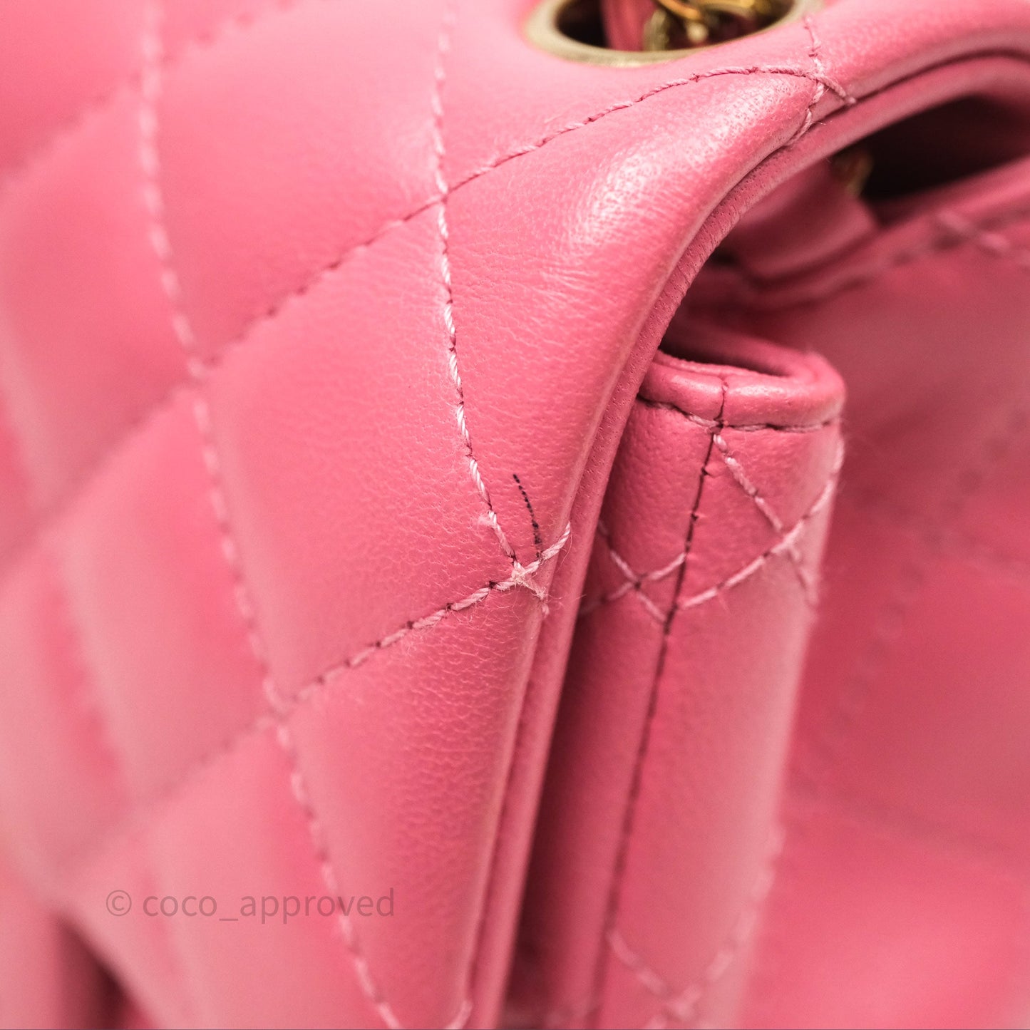 Chanel Mini Square Flap Quilted Pink Lambskin Gold Hardware