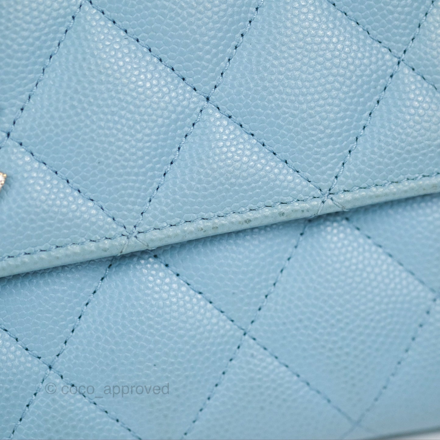 Chanel Long Flap Wallet Blue Caviar Gold Hardware