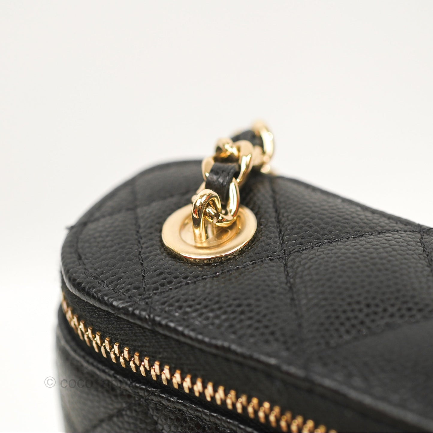 Chanel Classic Mini Vanity With Chain Black Caviar Gold Hardware