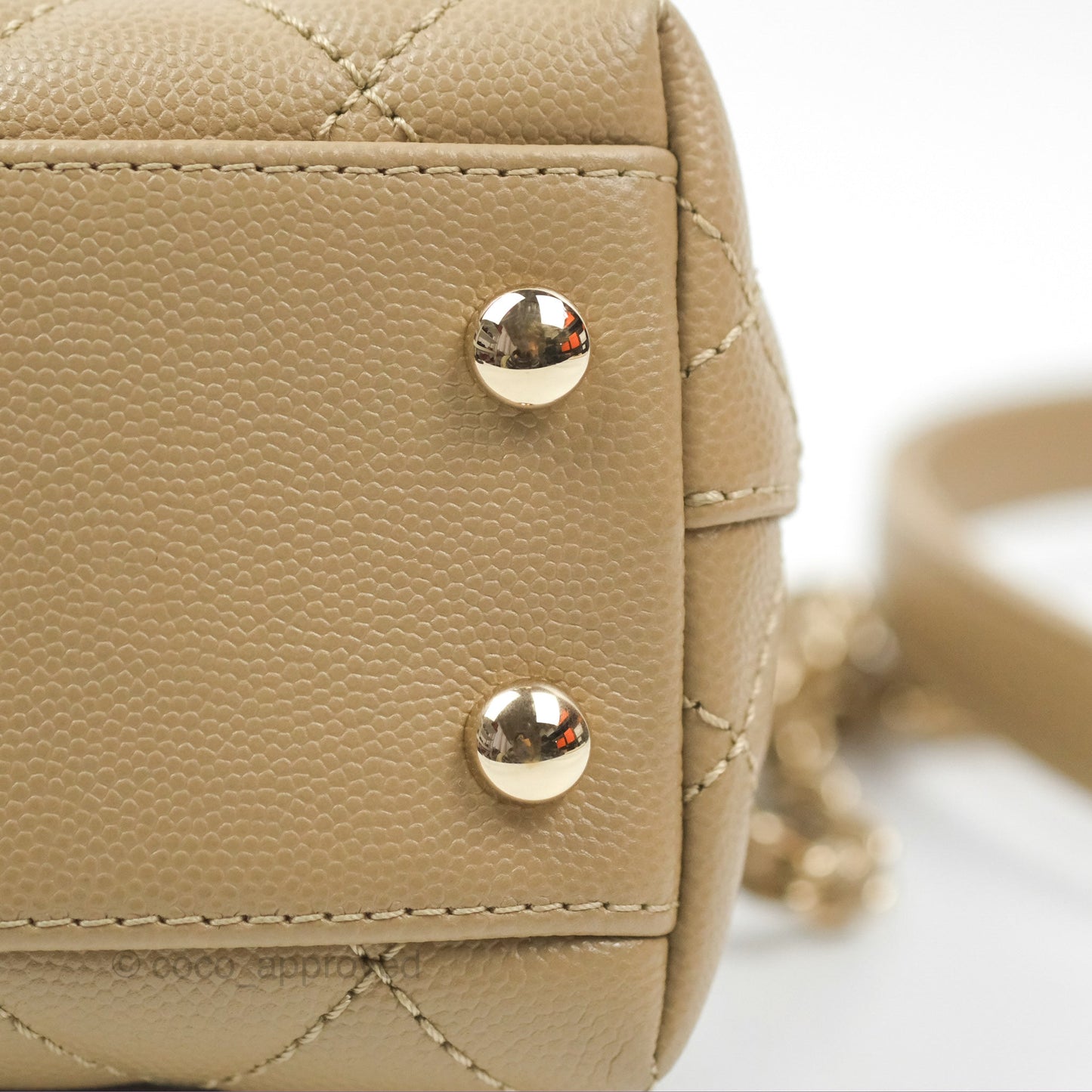 Chanel Mini Coco Handle Quilted Dark Beige Caviar Gold Hardware